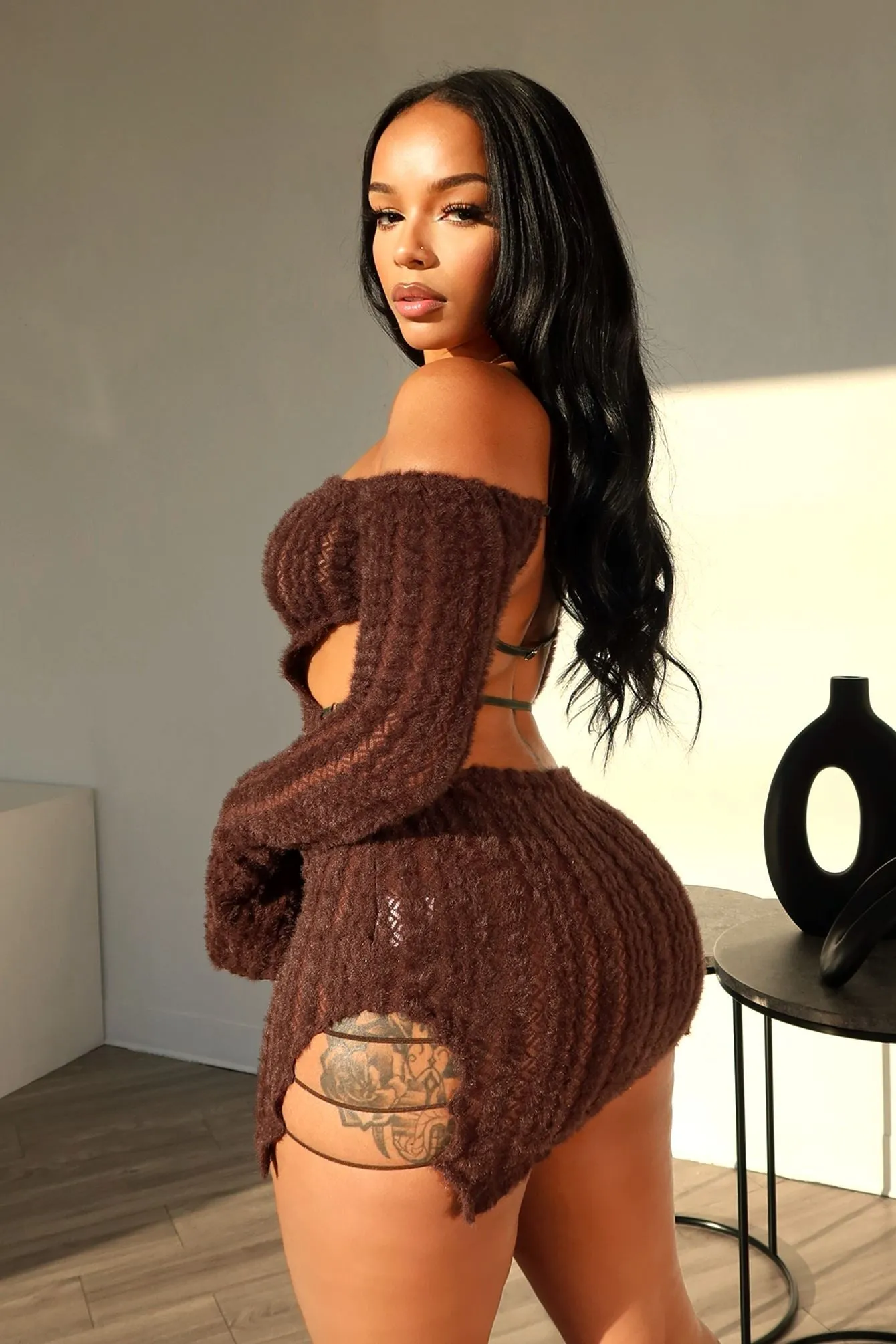 Light Wear No Options Fuzzy Mini Dress