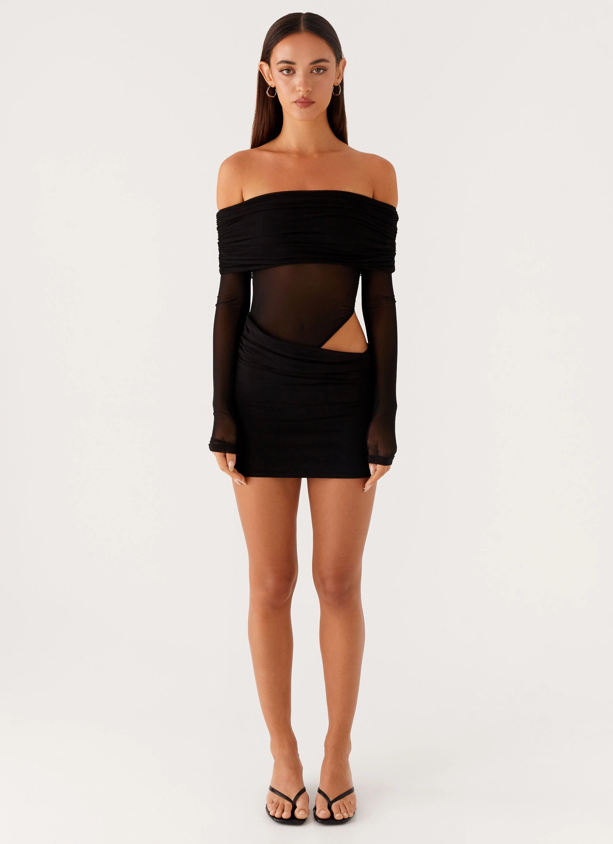 No Doubt Mini Dress - Black Sleek Appearance Square Neck