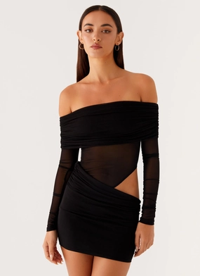 No Doubt Mini Dress - Black High Neck