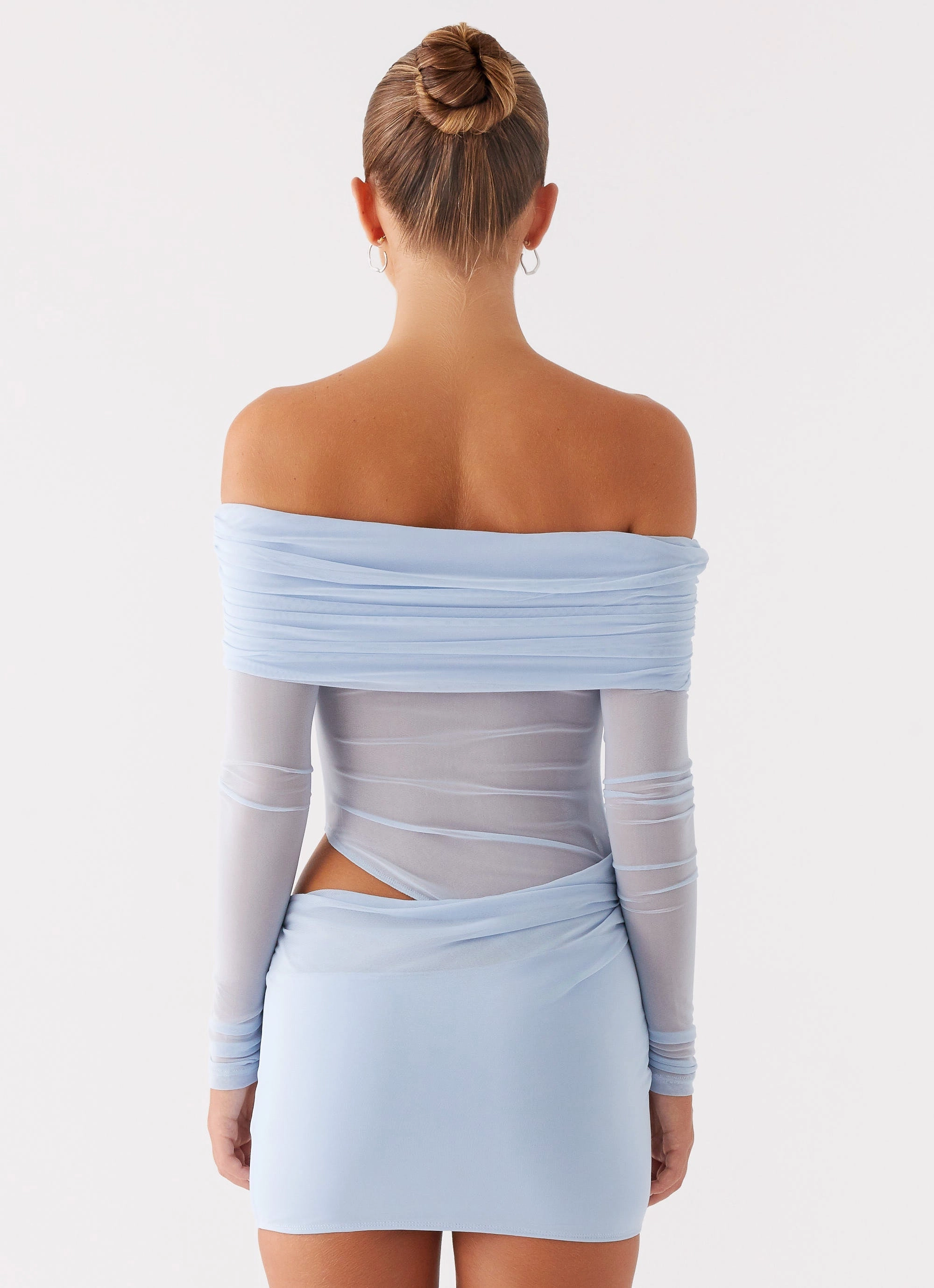 Neutral Tone Patchwork Design No Doubt Mini Dress - Blue