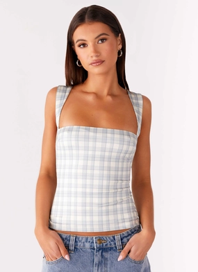 No Drama Strap Top - Grey Check MoistureWicking