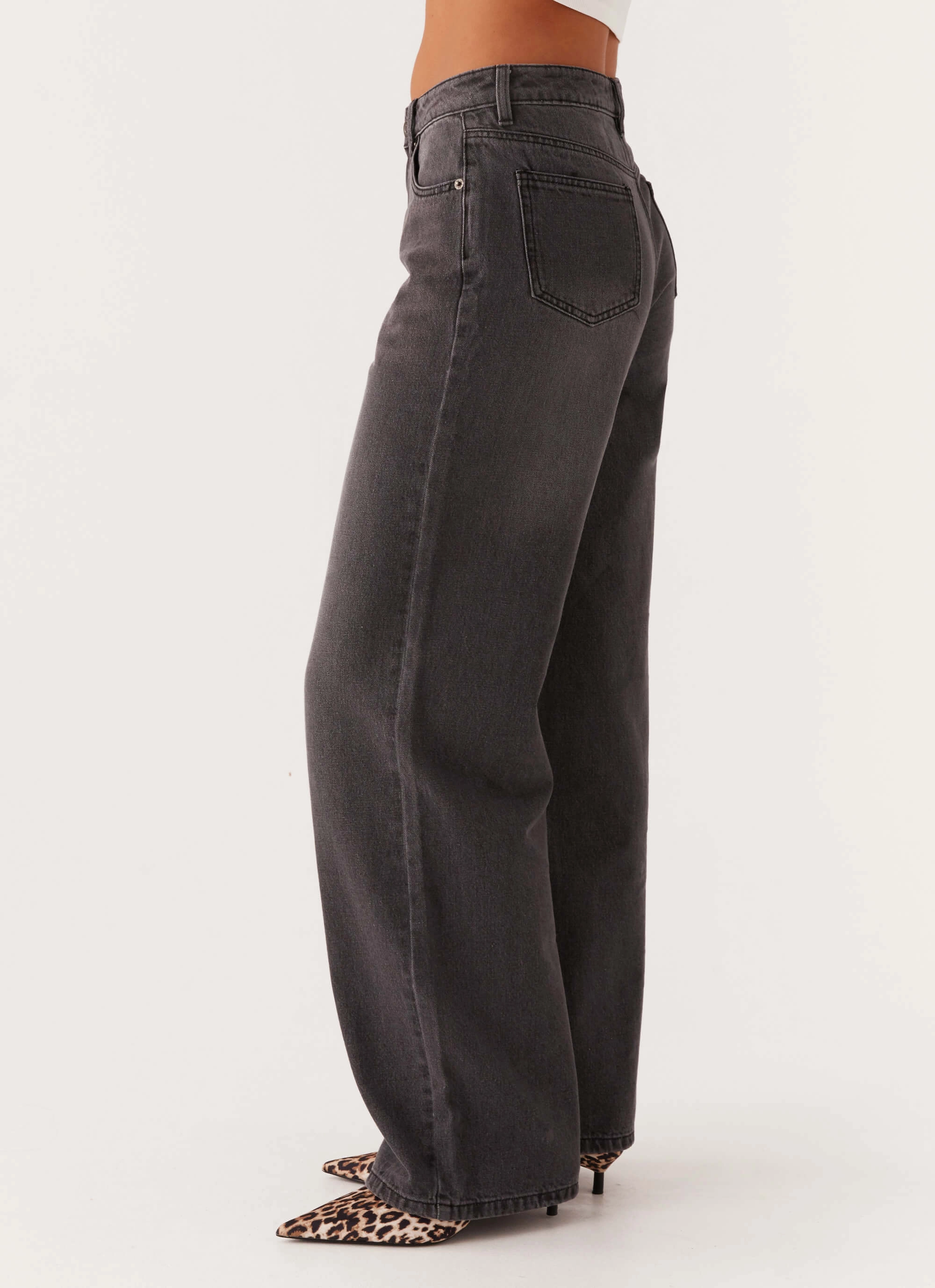 Keanna Low Rise Denim Jeans - Charcoal Timeless Style