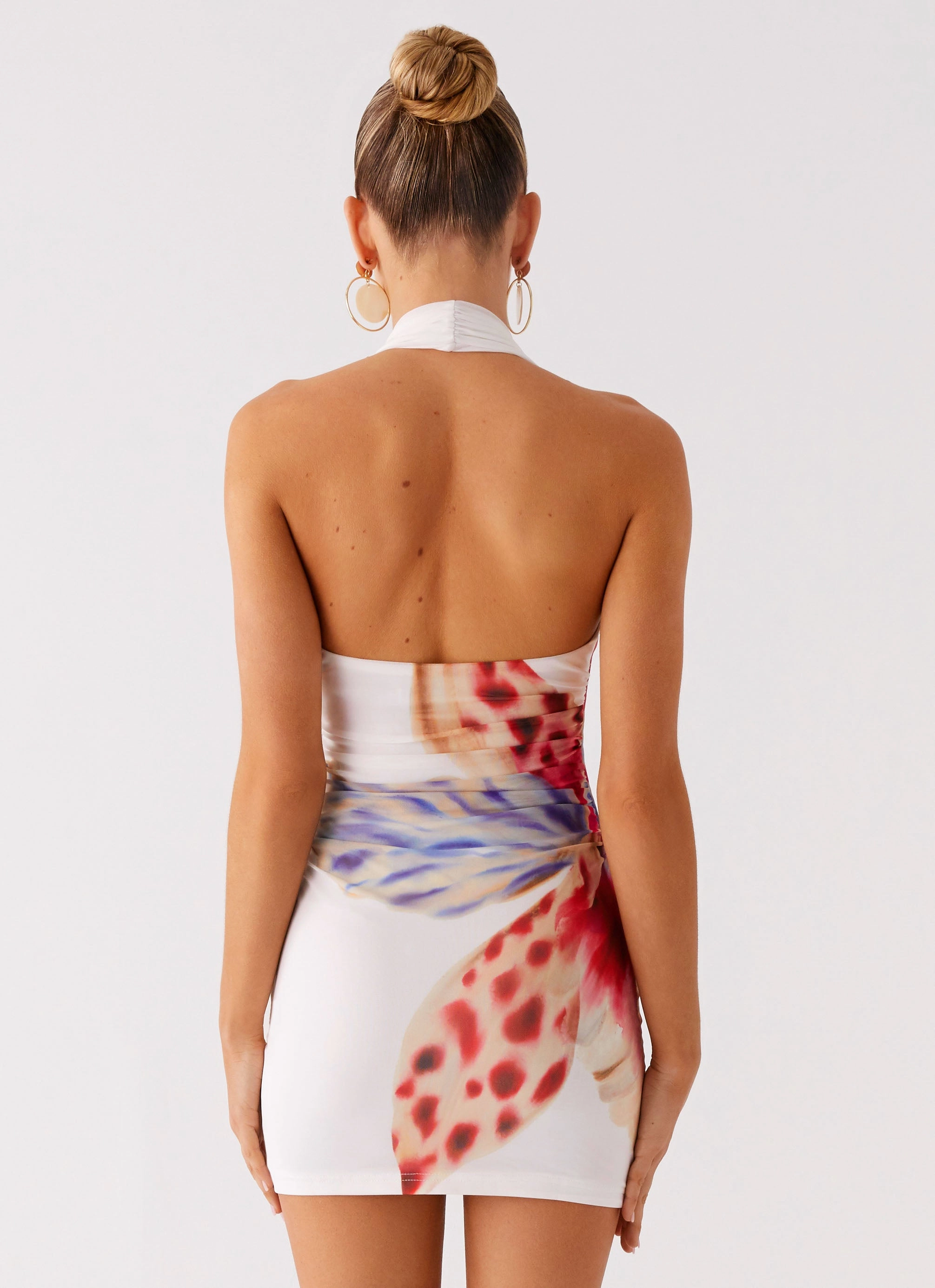 Fresh Look Natural Tones No Time Mini Dress - White Sea Bloom