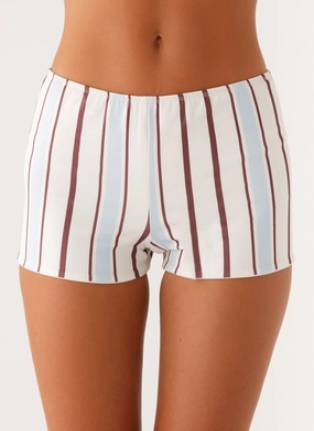 AbrasionResistant Finish Sun's Out Low Rise Mini Shorts - Blue Stripe