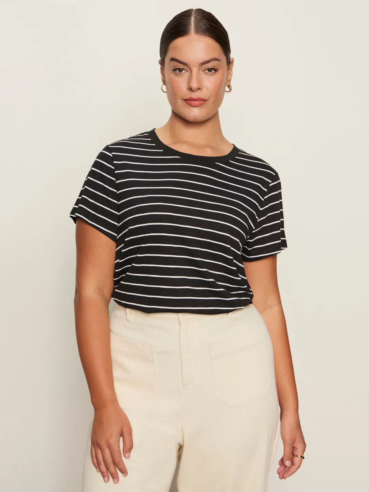 Summer Blouse The Perfect Tee White/Black Stripe 5 Extended Sizing