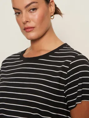 The Perfect Tee White/Black Stripe 5 Extended Sizing OdorResistant Fabric