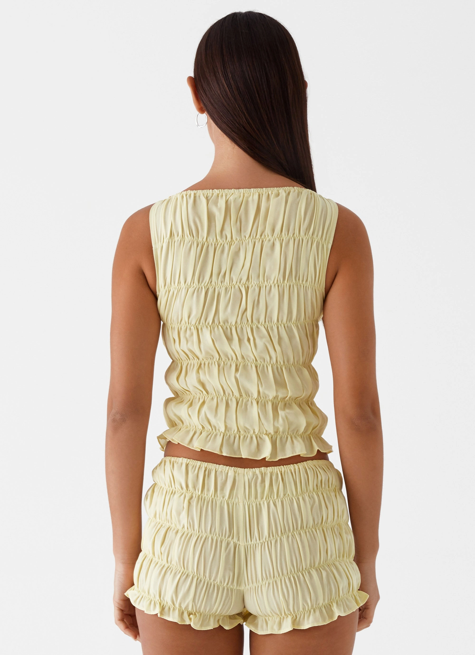 Messina Ruched Tank Top - Yellow Outdoor Apparel Fashionable Style