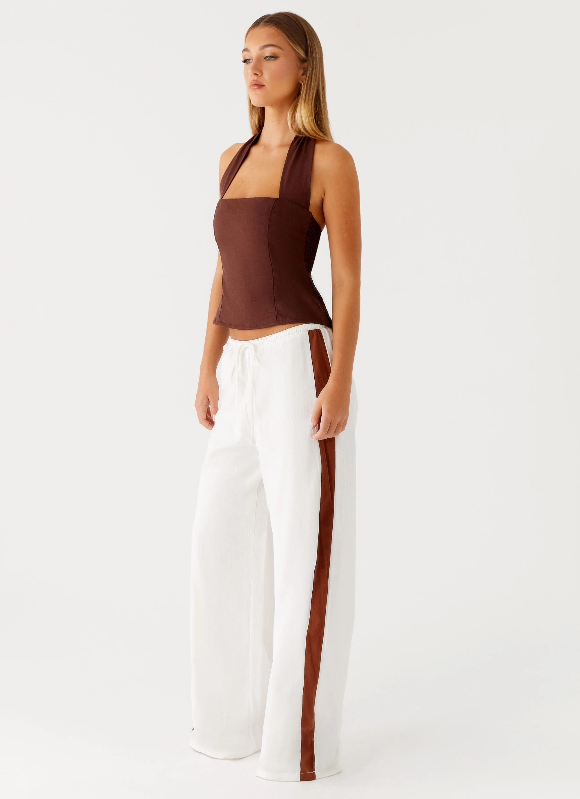 Classic Comfort Detachable belt Dalida Linen Pants - Ivory