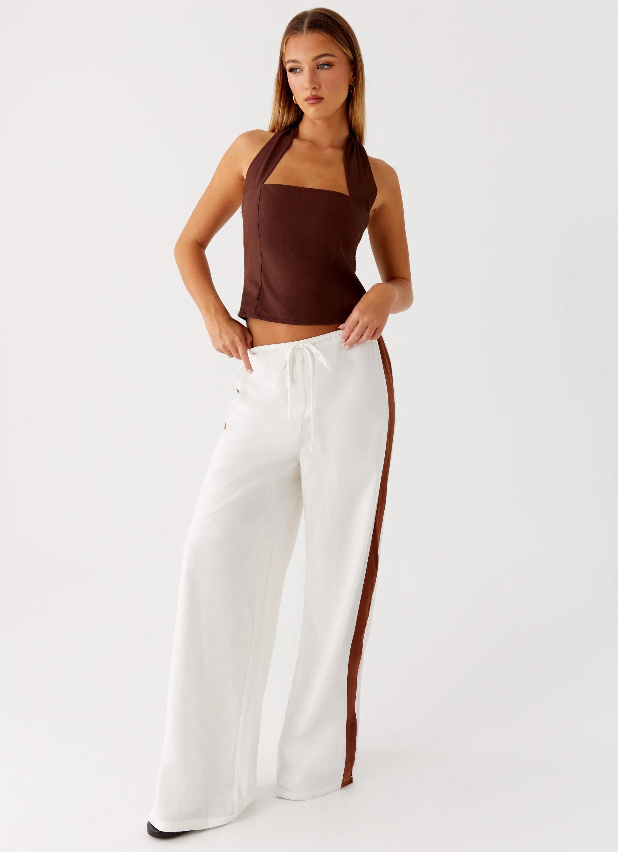 Effortless Comfort Flowy legs Dalida Linen Pants - Ivory