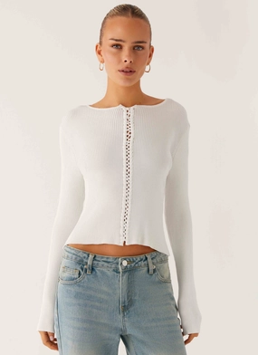 Wonderwall Lace Up Long Sleeve Top - White Stylish Tank