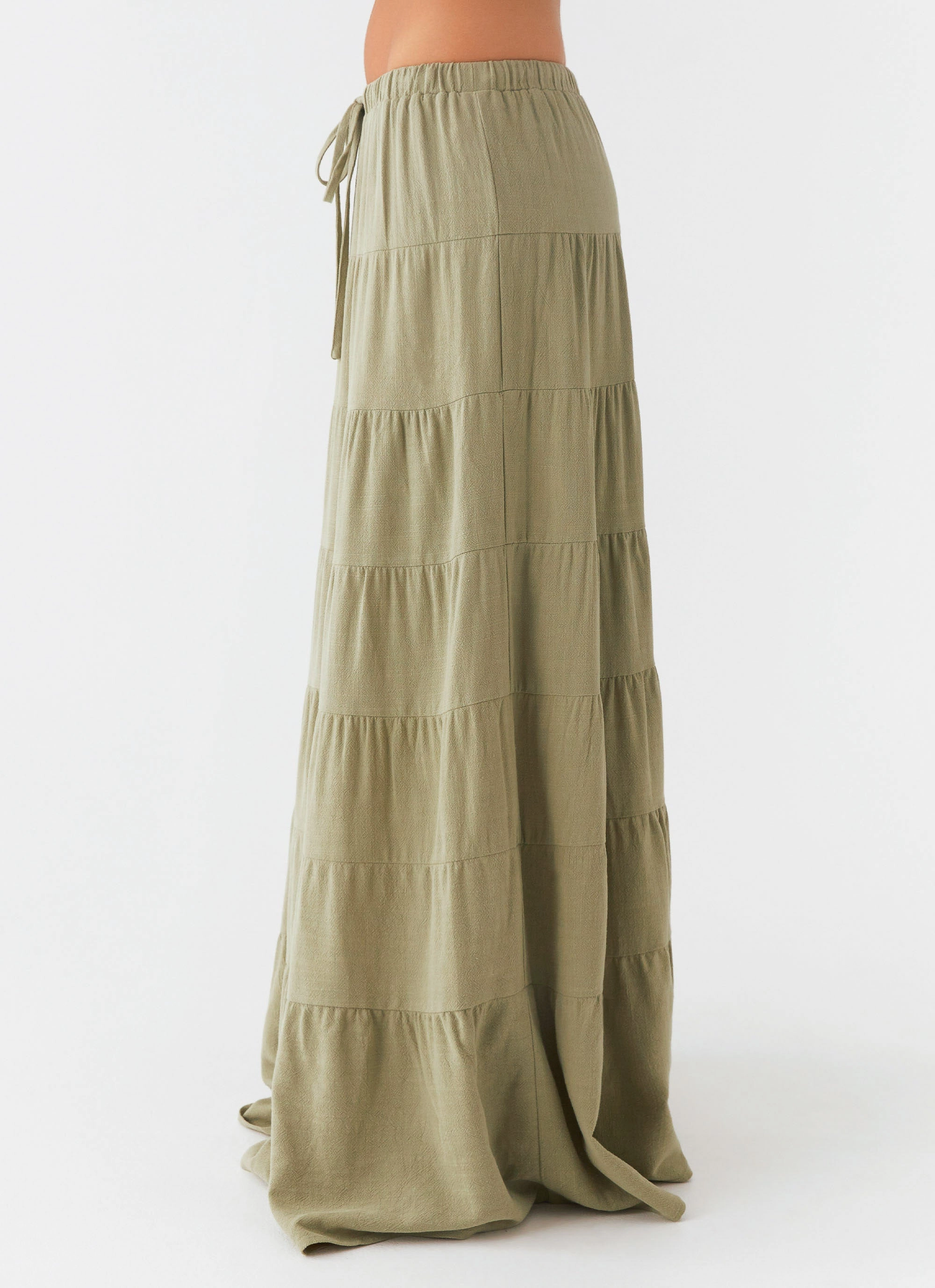 Curvy Fit Mariella Linen Maxi Skirt - Sage