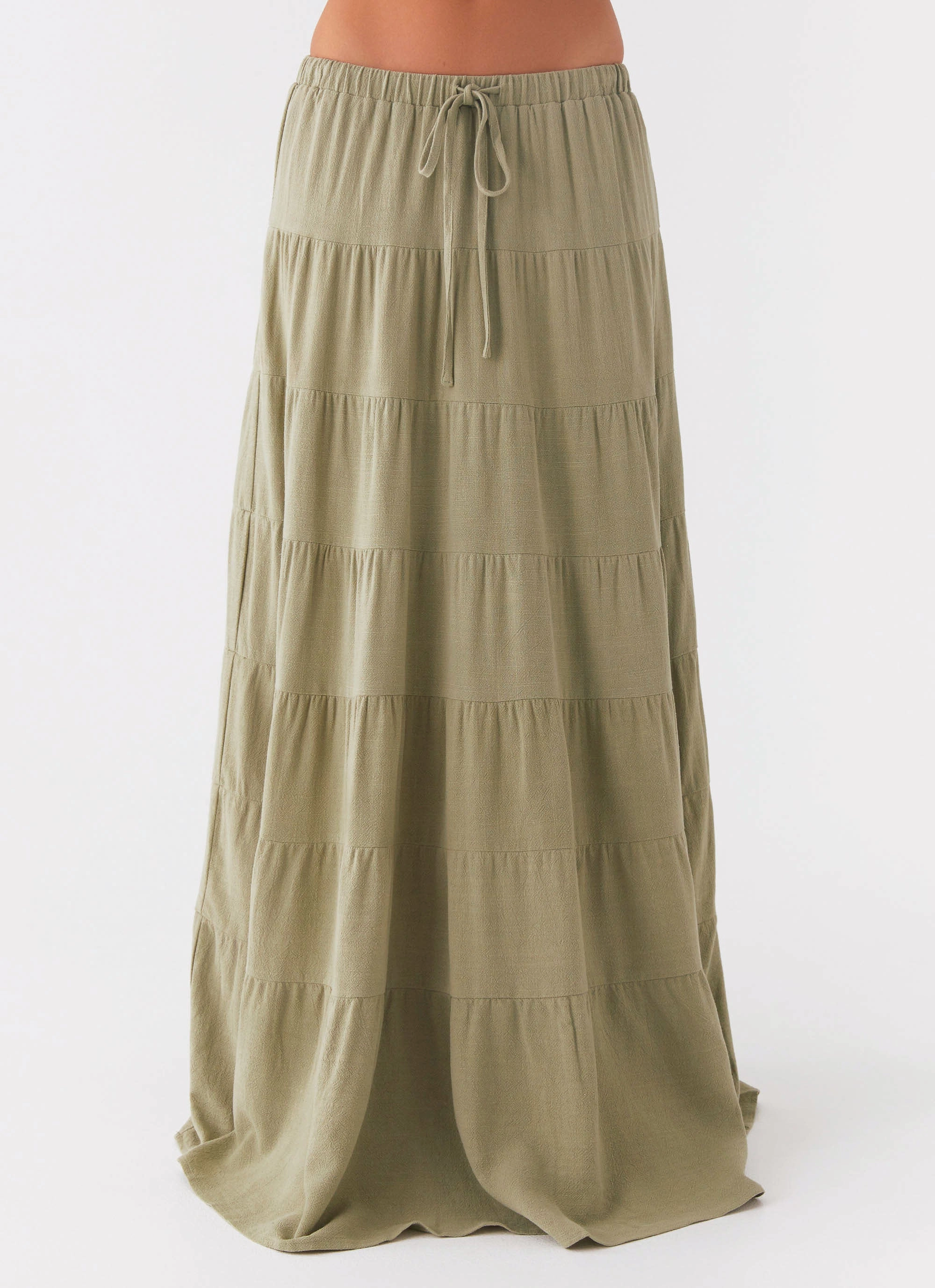 Mariella Linen Maxi Skirt - Sage Stretch Material Mini length