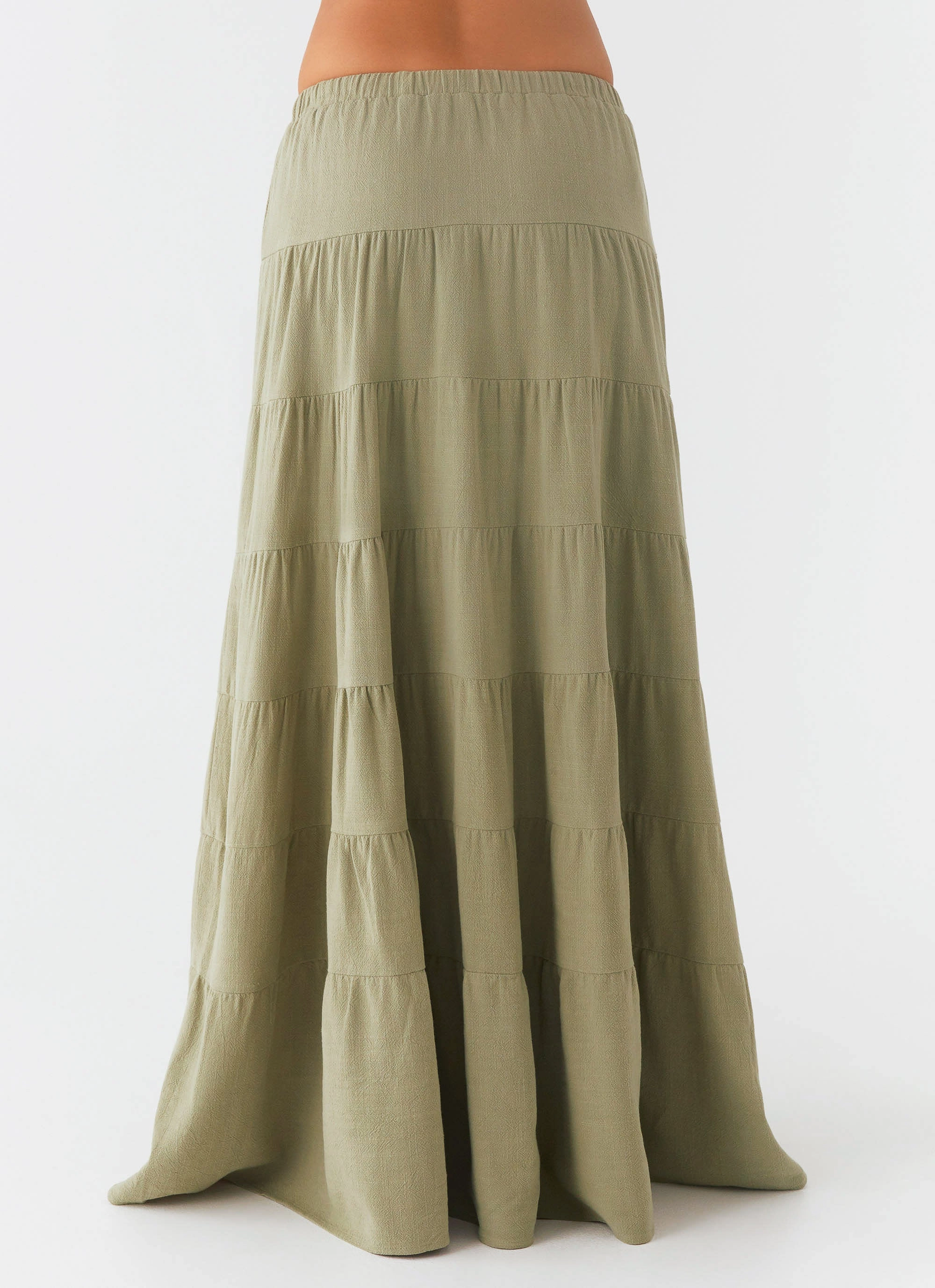 Mariella Linen Maxi Skirt - Sage Denim style Street Edge