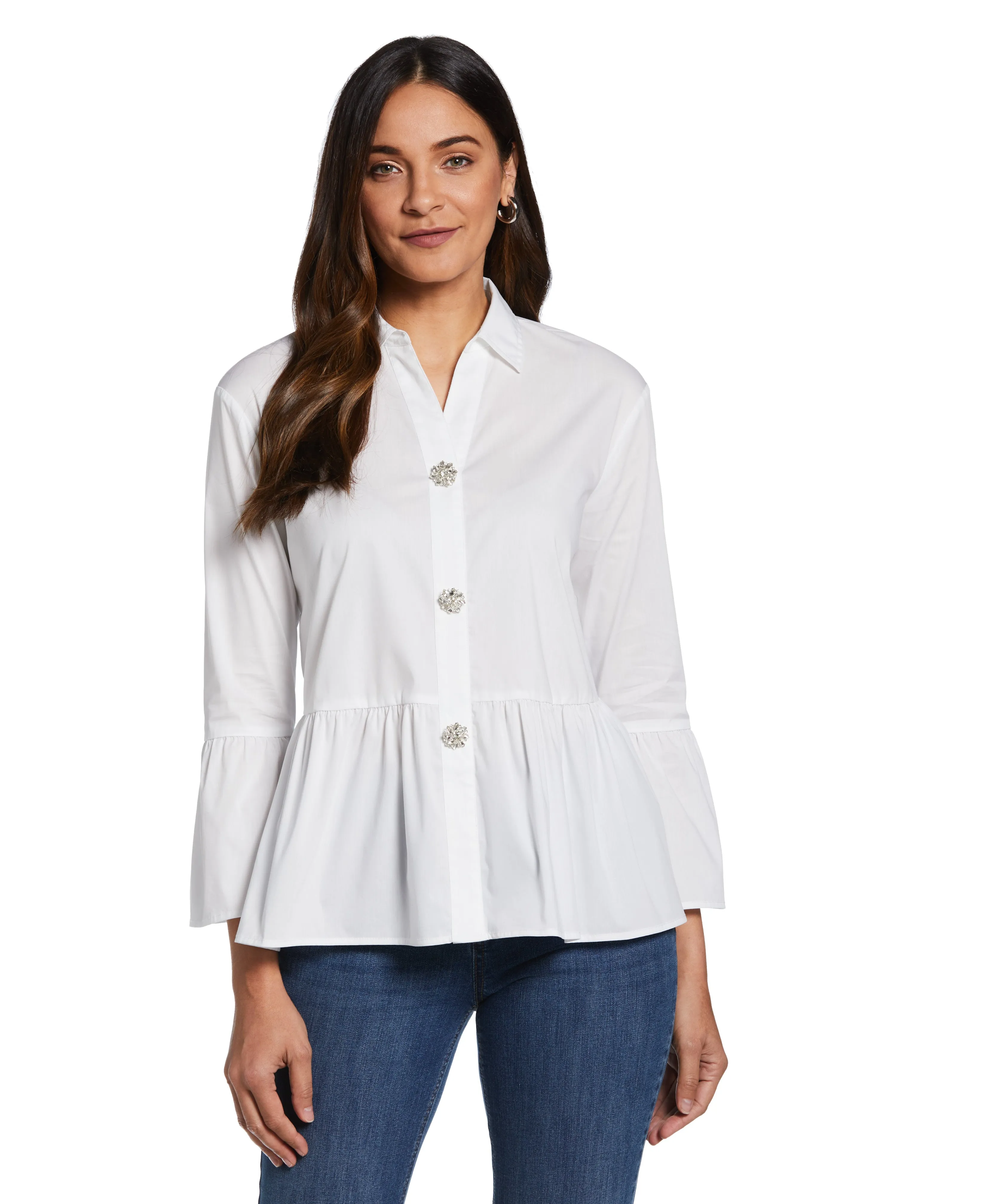 preshrunk Poplin Peplum Blouse