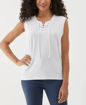 Lace-Up Tank Top Formal top Weighted Hem Trim