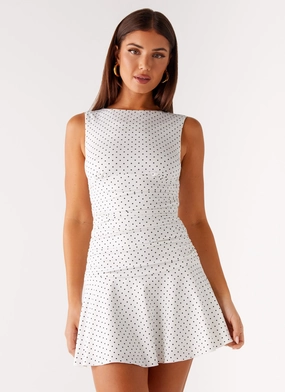 Smart Detail Breath Ease Kelda Mini Dress - White Polka Dot