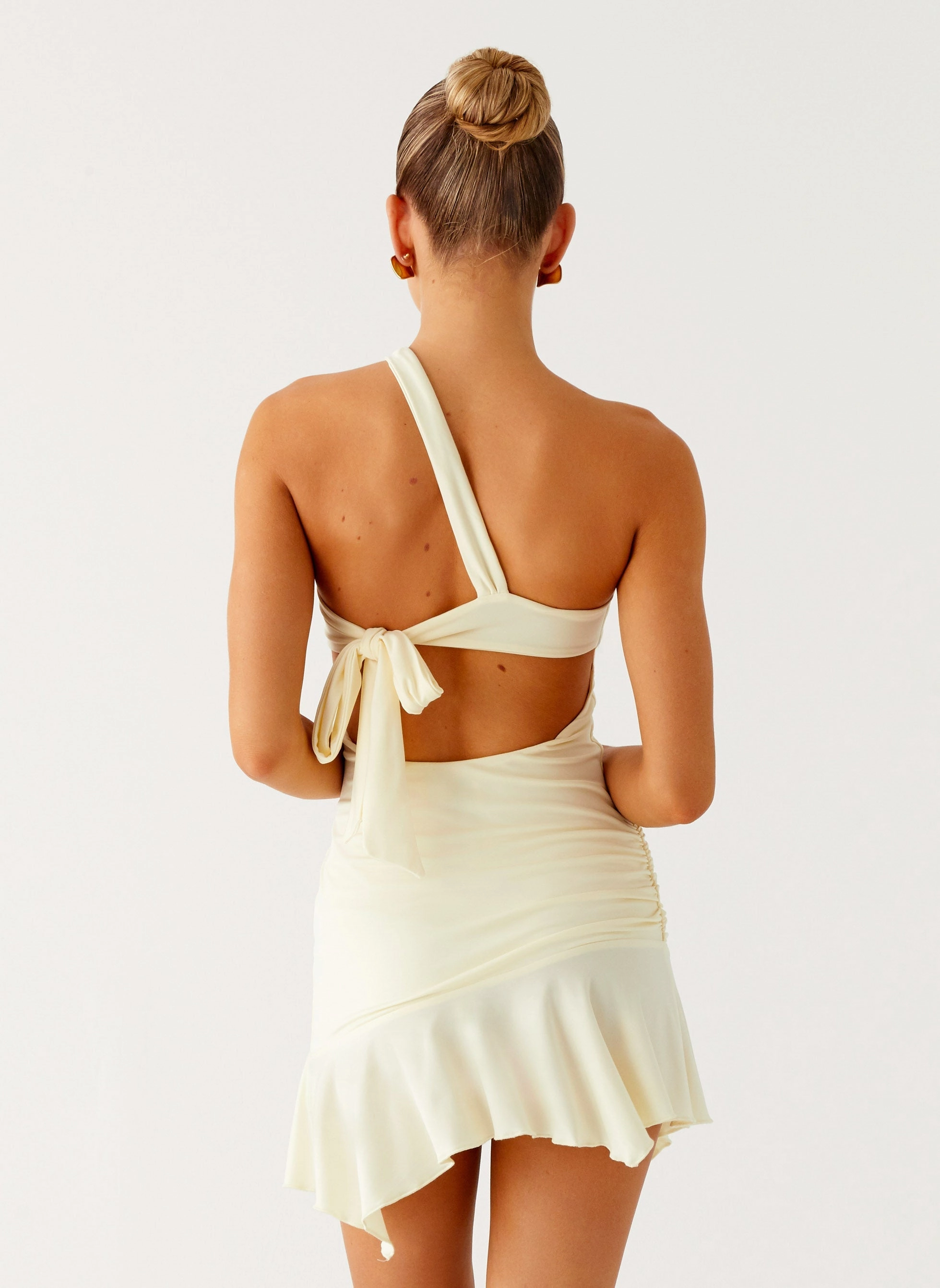 Not Your Fan Cut Out Mini Dress - Yellow Street Ready City Look