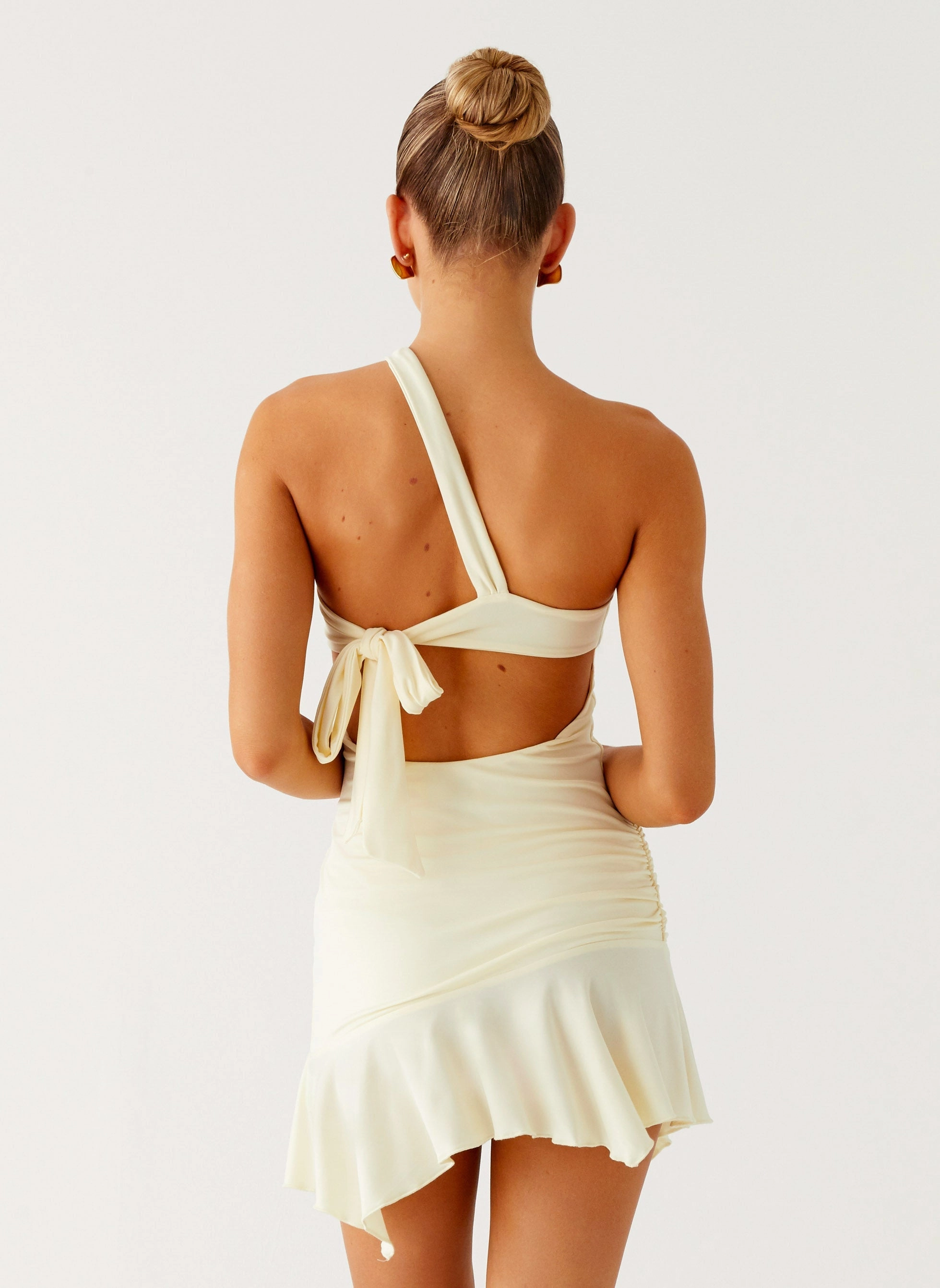 Flexible Cut Cozy Comfort Not Your Fan Cut Out Mini Dress - Yellow