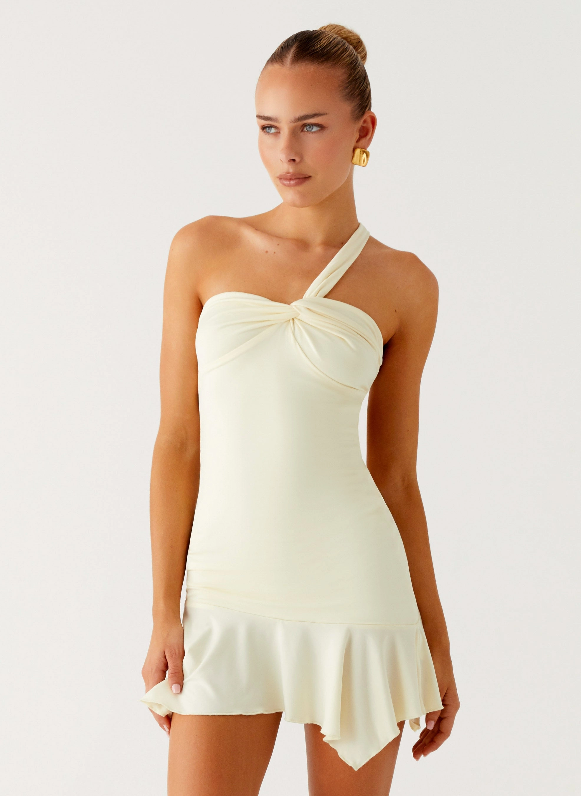 Not Your Fan Cut Out Mini Dress - Yellow Moisture wicking