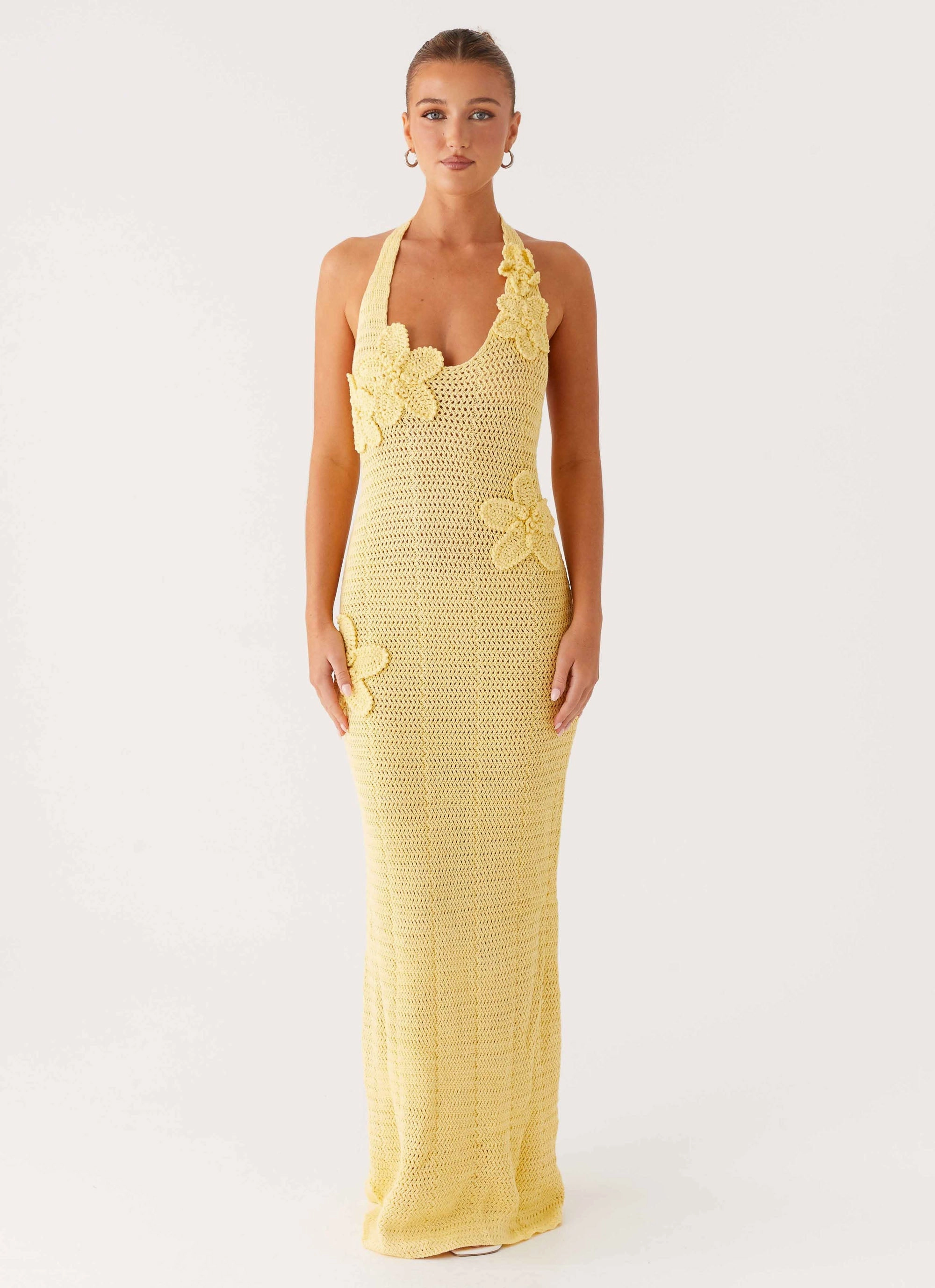 Novalee Flower Crochet Maxi Dress - Yellow Modern Form