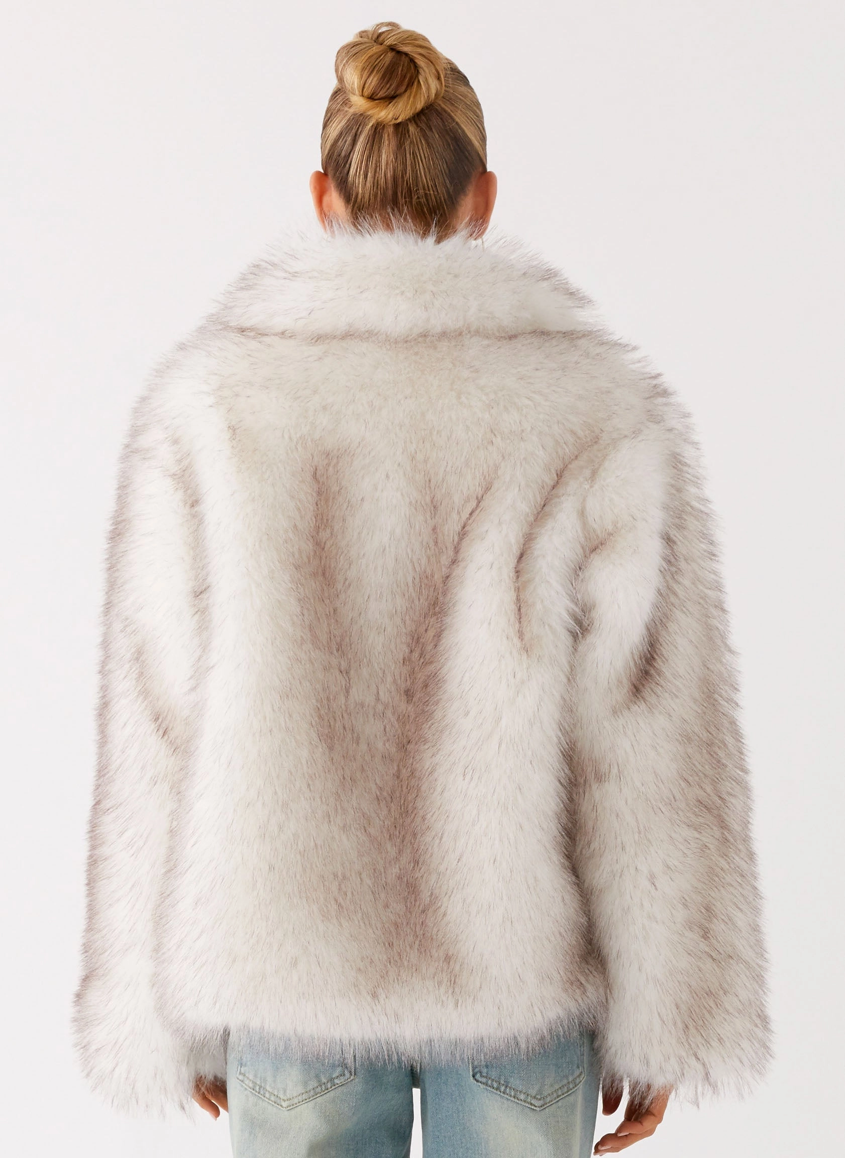 Heavy Duty Zippers Novera Faux Fur Jacket - White Grey