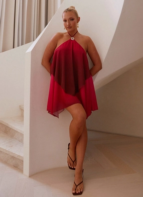 Twin Flame Mini Dress - Fuchsia Gradient Office Mood