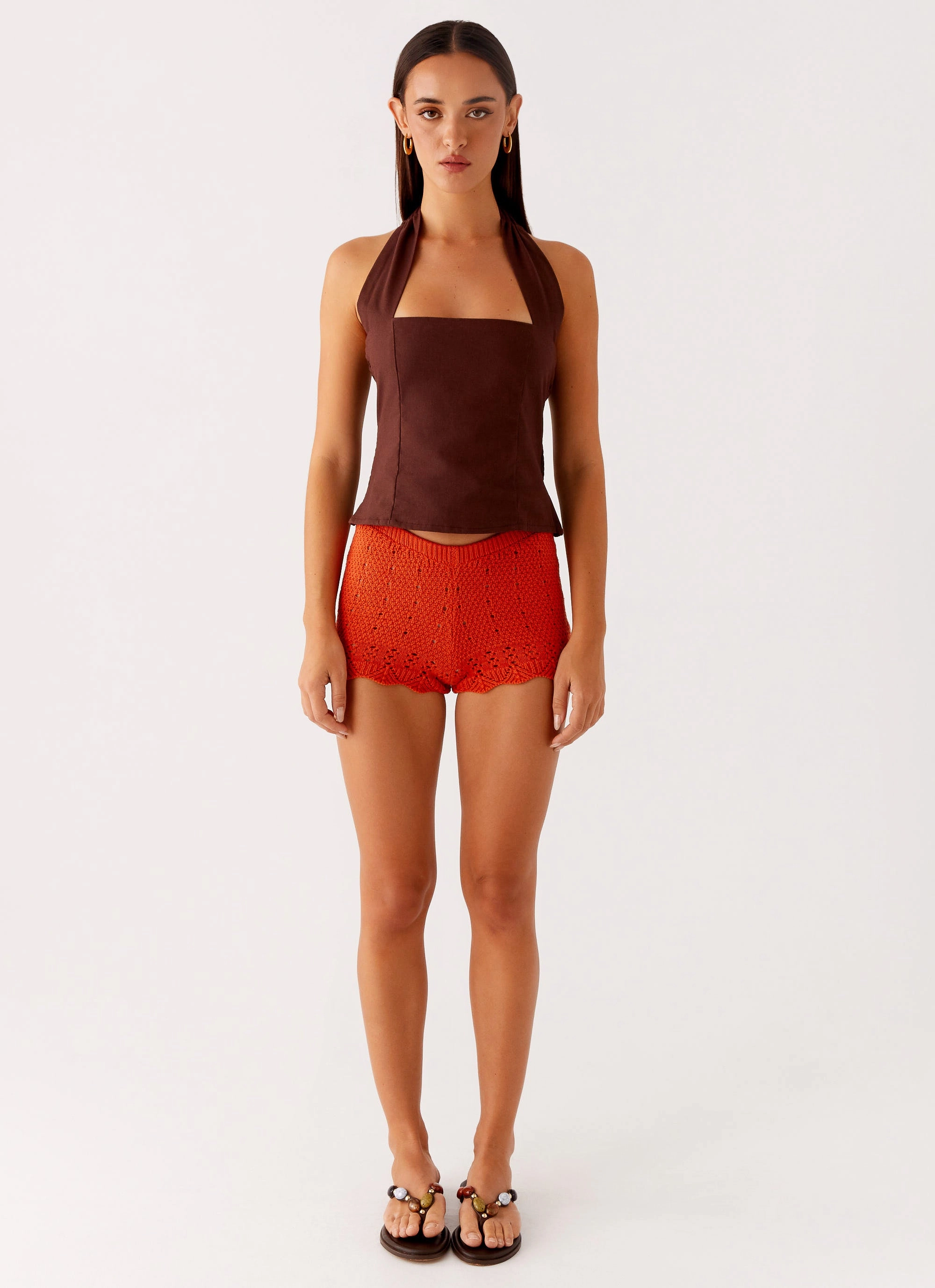 Perfect Shape Comfortable Cut Oakley Low Rise Mini Shorts - Orange