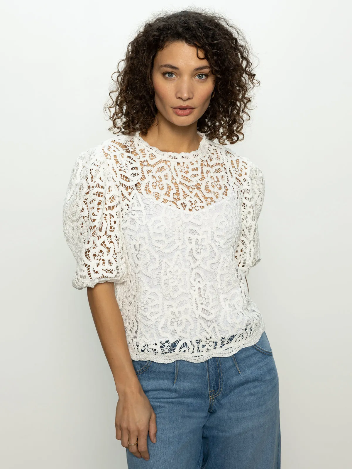 Cherished Lace Tee White ReflectiveTrim