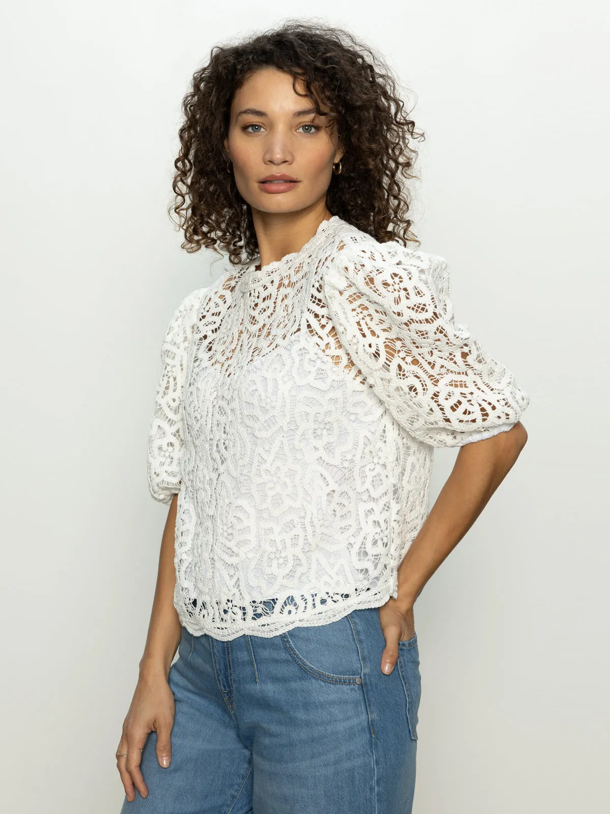 Cherished Lace Tee White UV Protective Coating BreathableMoistureBarrier