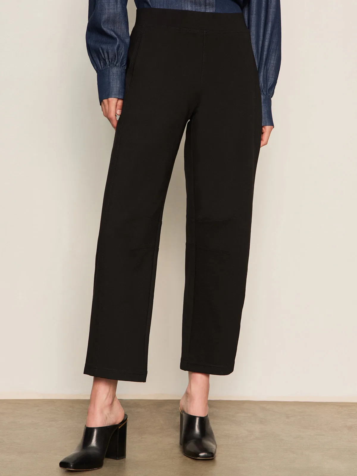 EcoFriendlyMaterial Ponte Barrel Trouser Black