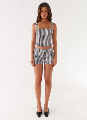Clayton Top - Black Gingham AdjustableNeckline Hypoallergenic Inner Layer