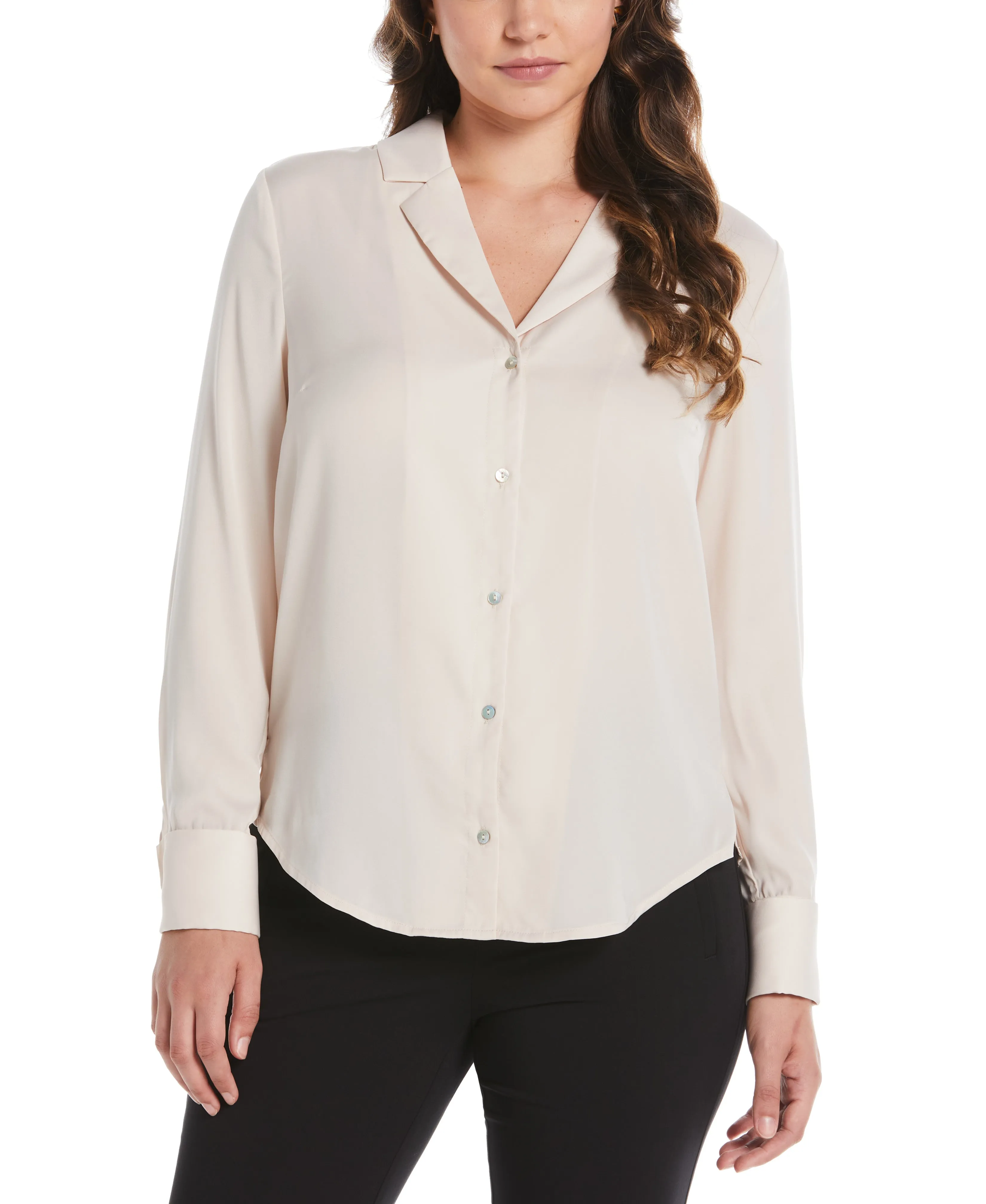 HighNeckline Notch Collar Blouse