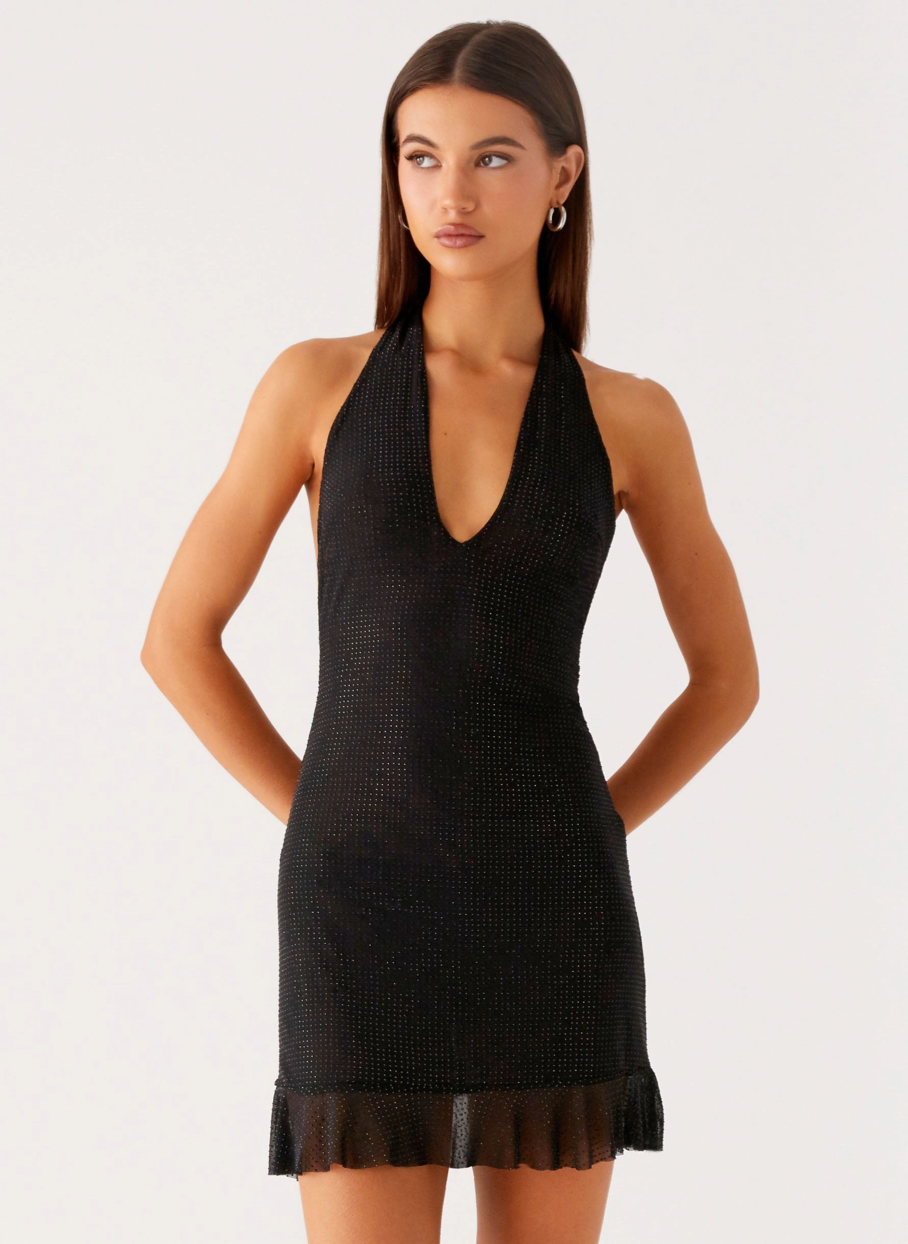 Odrella Sequin Mini Dress - Black mix and match Adjustable Waistband
