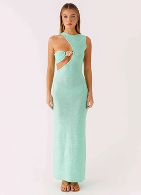 Wrap style Offshore Knit Maxi Dress - Pastel Green