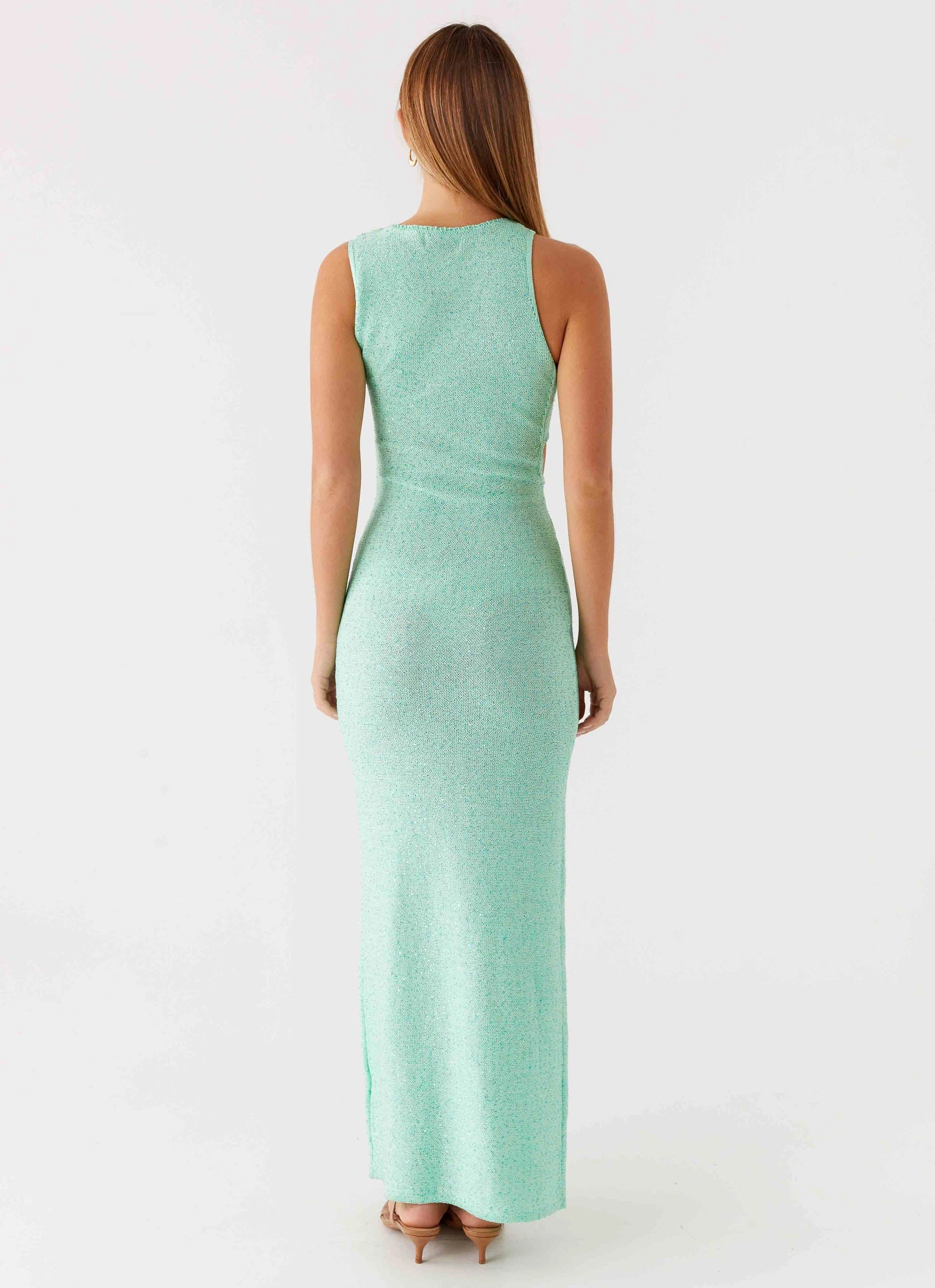 Spring Flow Style focused Offshore Knit Maxi Dress - Pastel Green