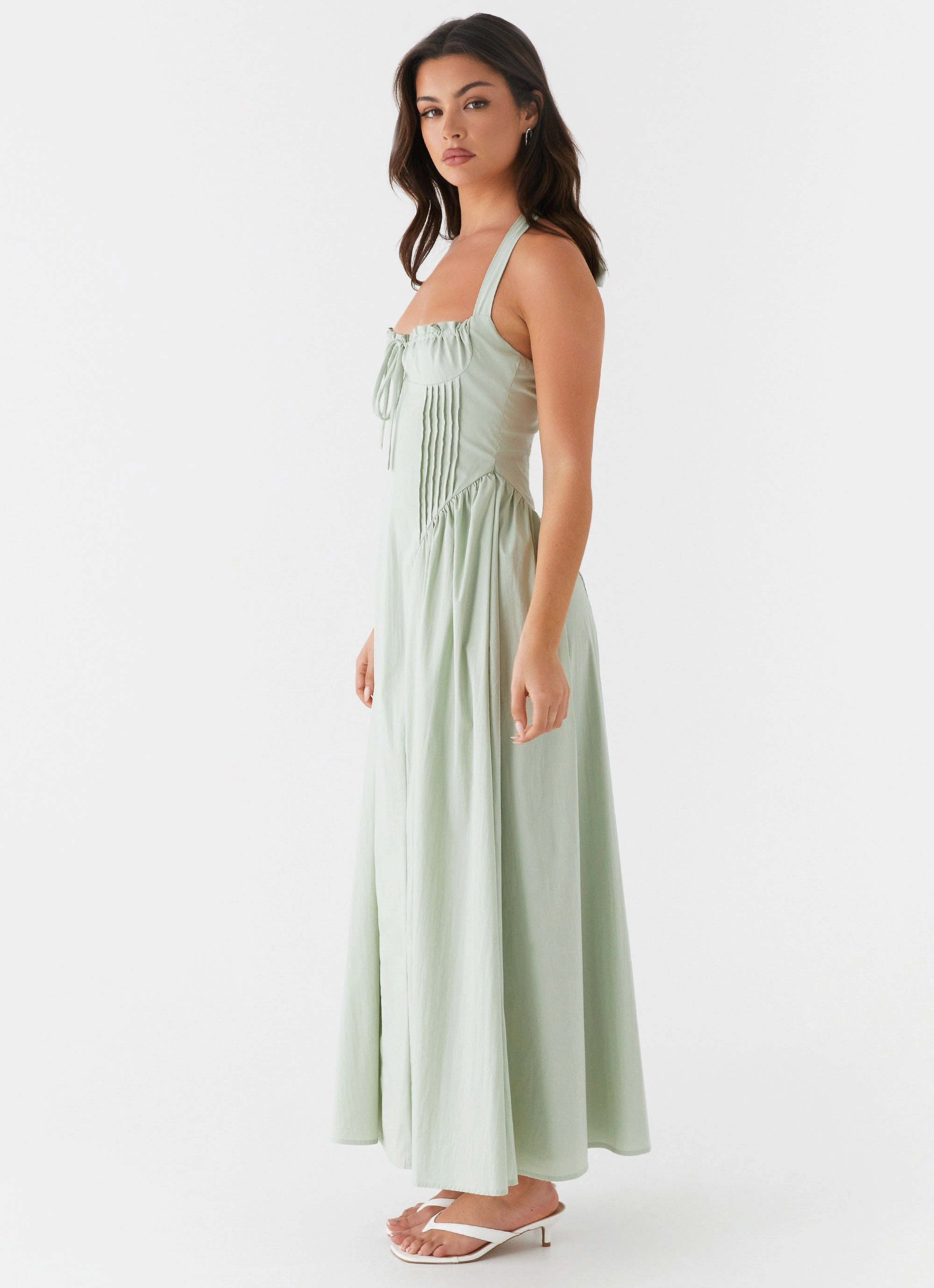 Bold Touches Office Ease Olenna Halterneck Midi Dress - Sage