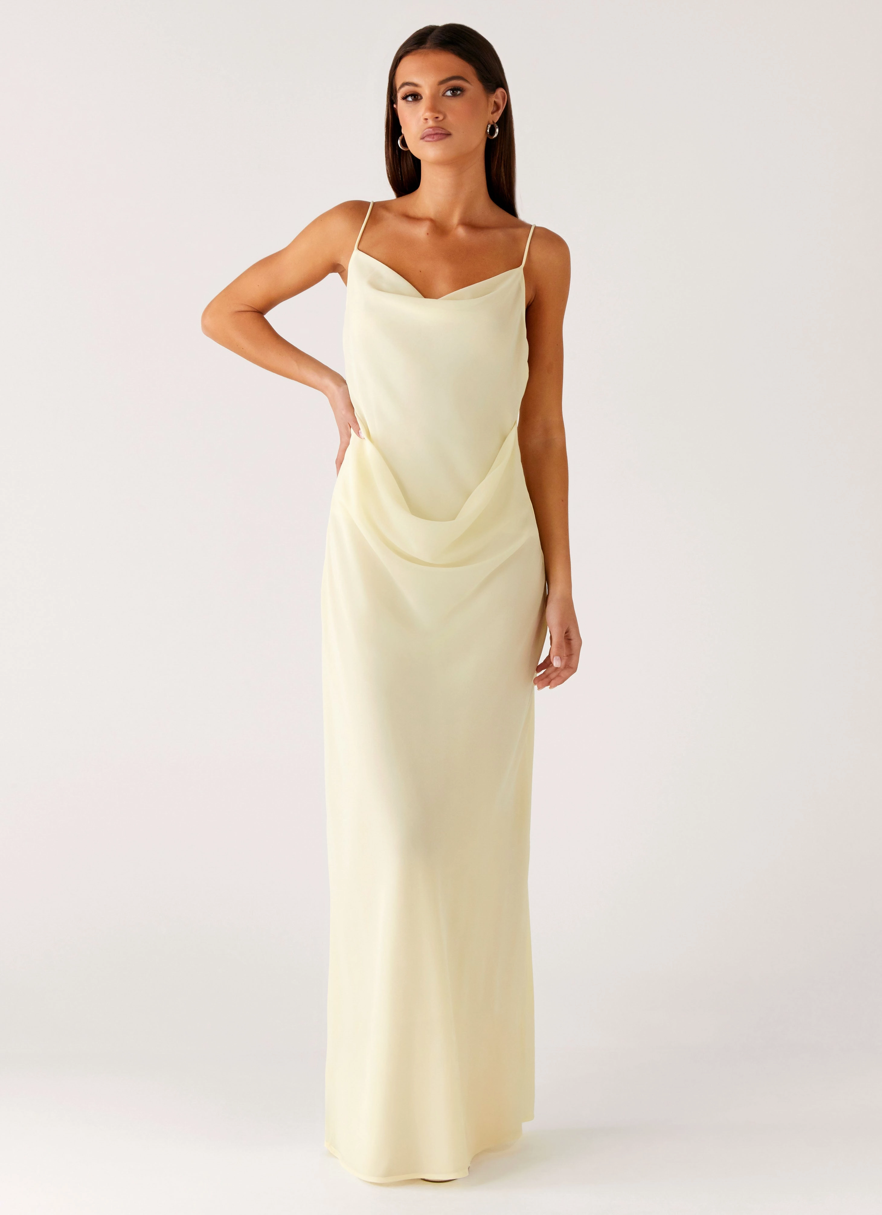 Oliana Maxi Dress - Yellow Balanced Mood Pleat-Front