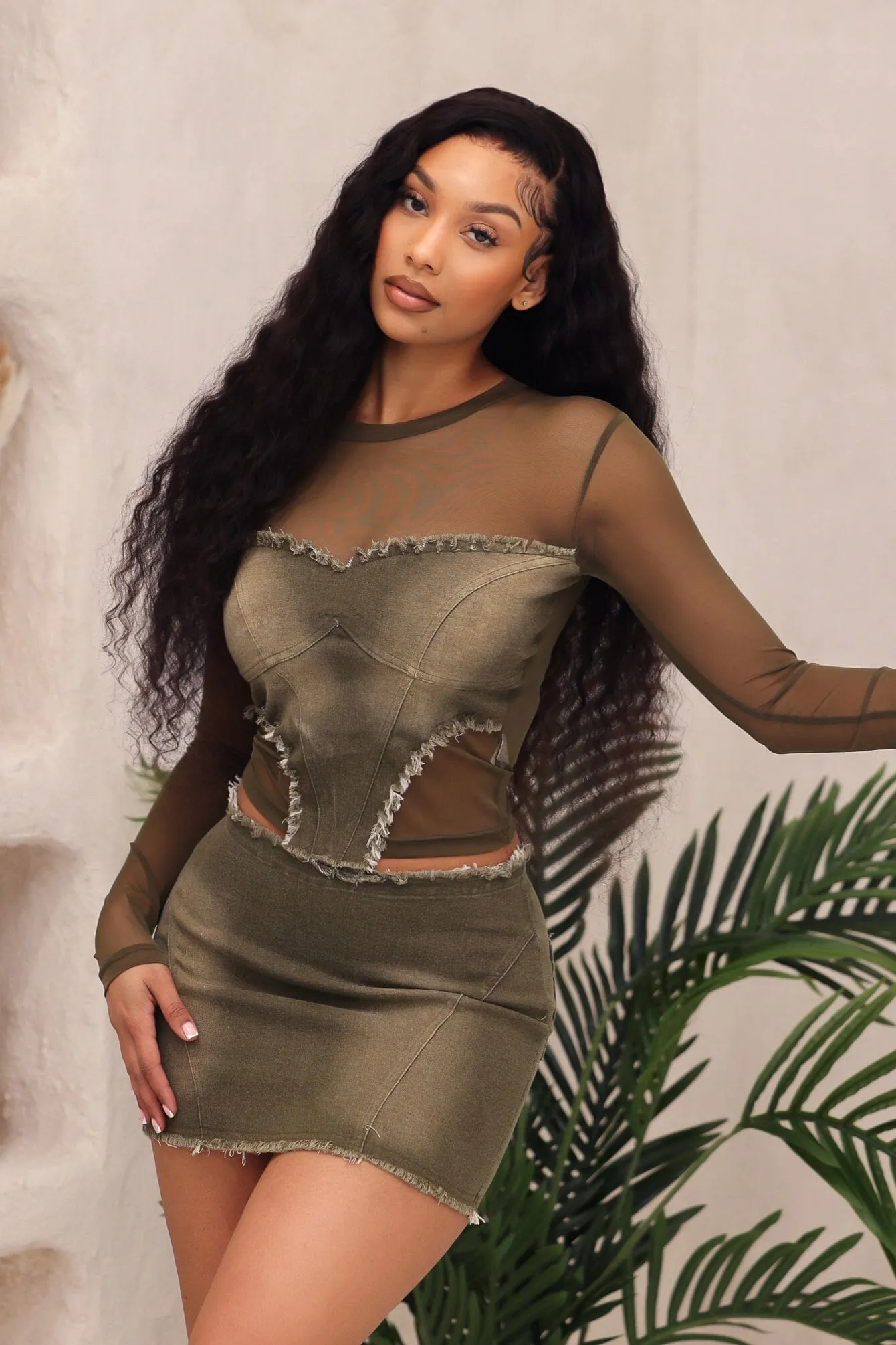 Low Profile Waistband High Density Weave Only Necessary Vintage Top & Skirt SET