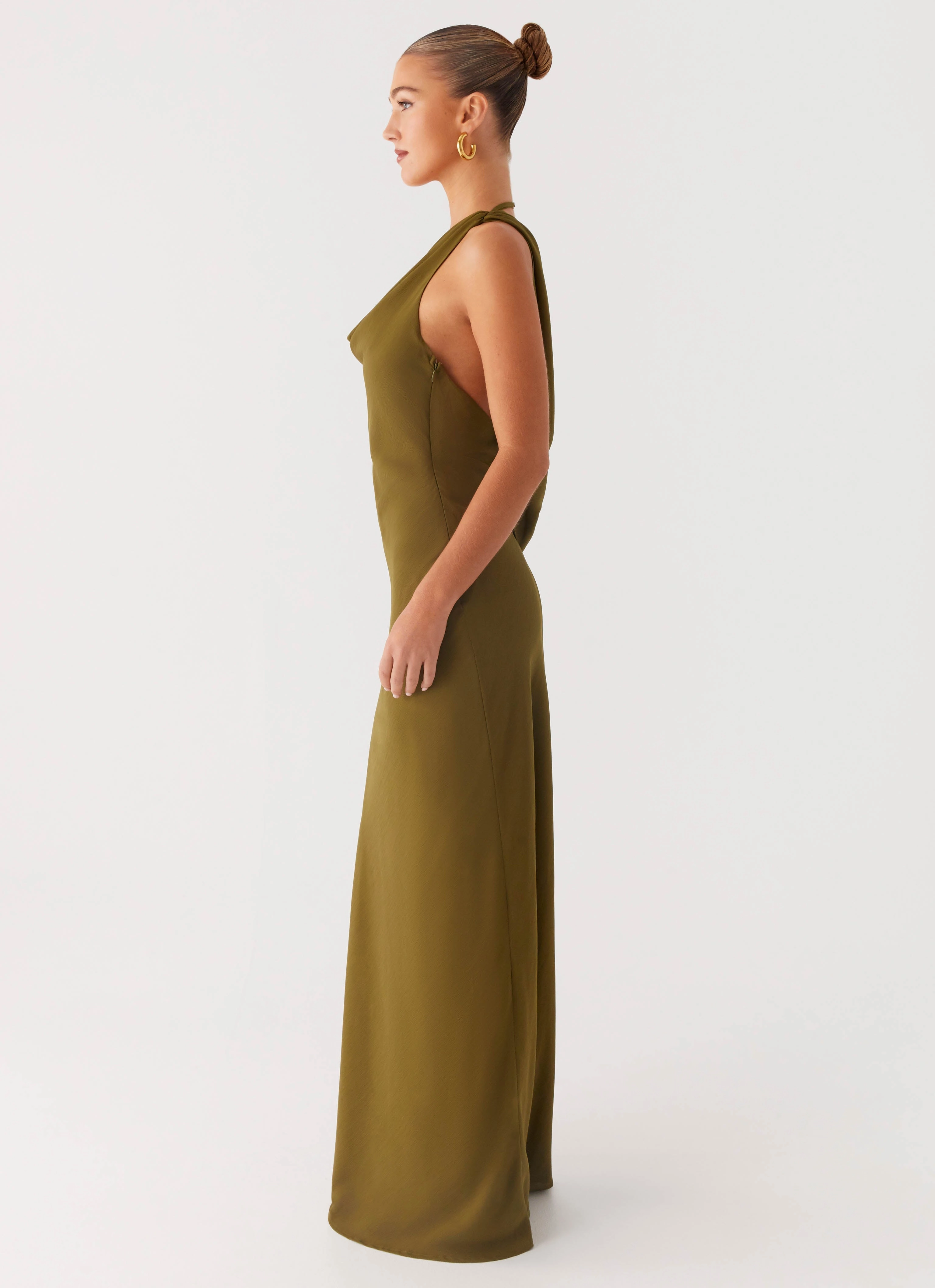 Vibrant Light Opal Glow Maxi Dress - Khaki