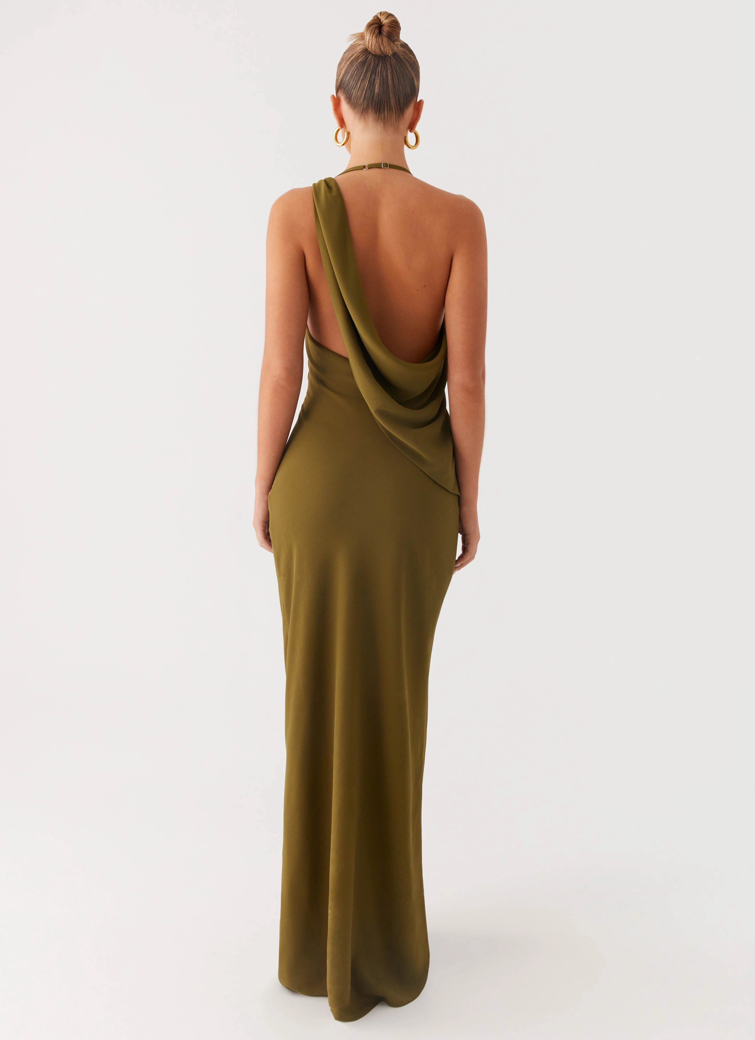 Opal Glow Maxi Dress - Khaki Chilly Comfort Wear Pose Sweet