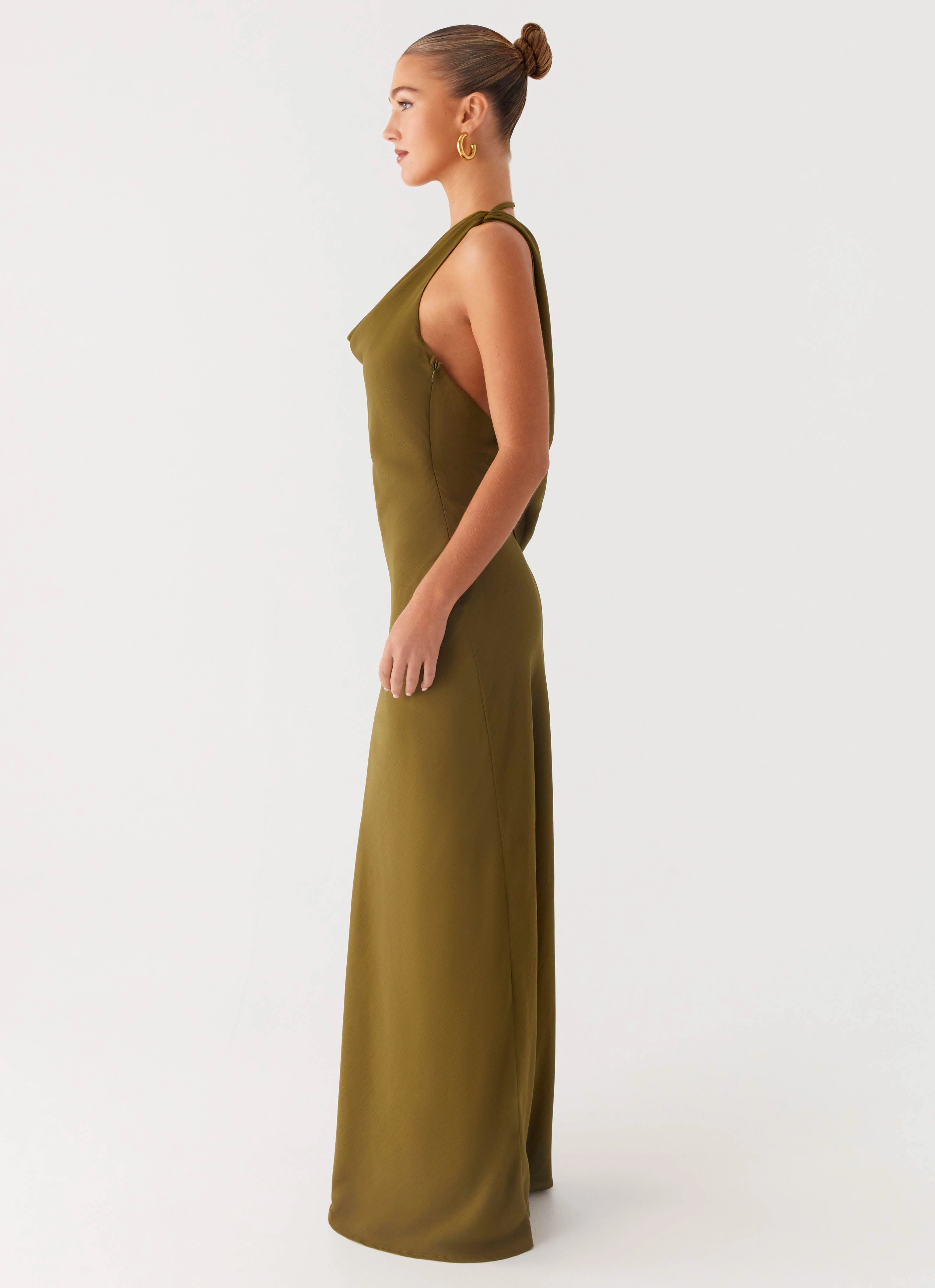 Opal Glow Maxi Dress - Khaki Perfect Wear Soft touch evening dress
