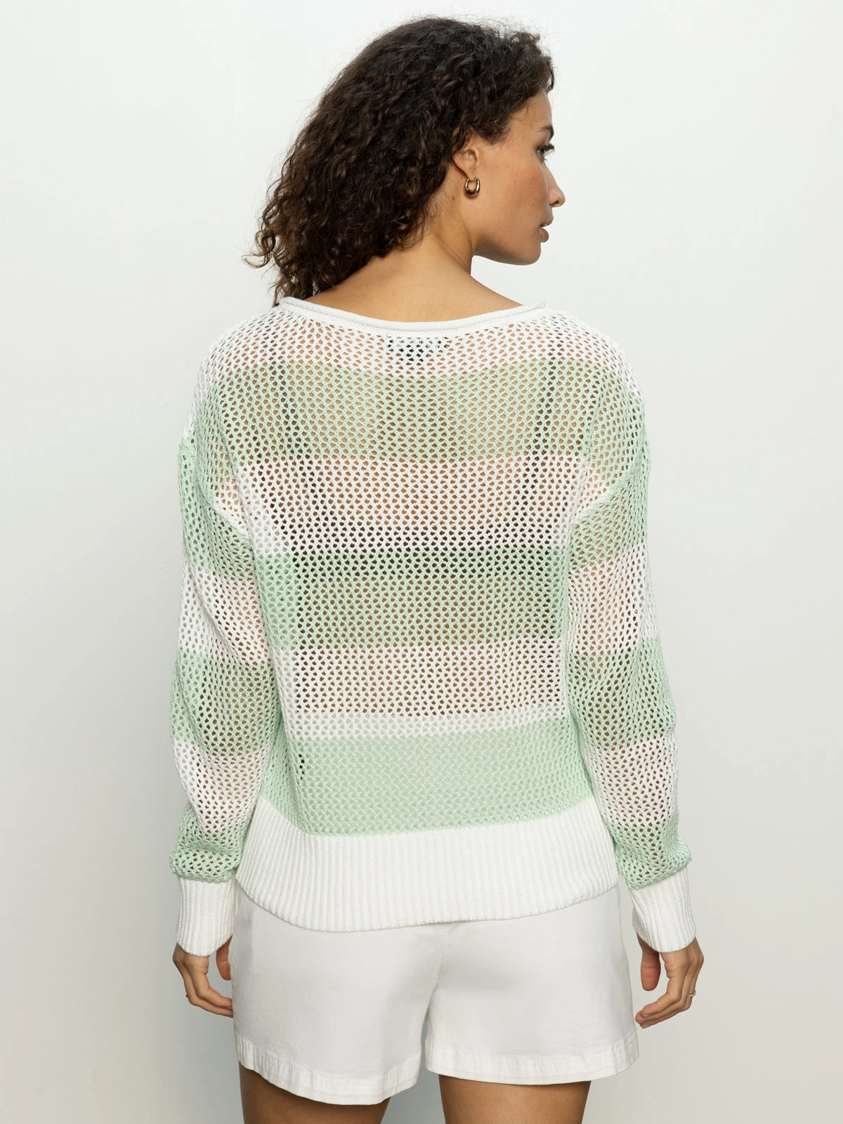 Open Knit Sweater Mint Tea / Chalk Retro design