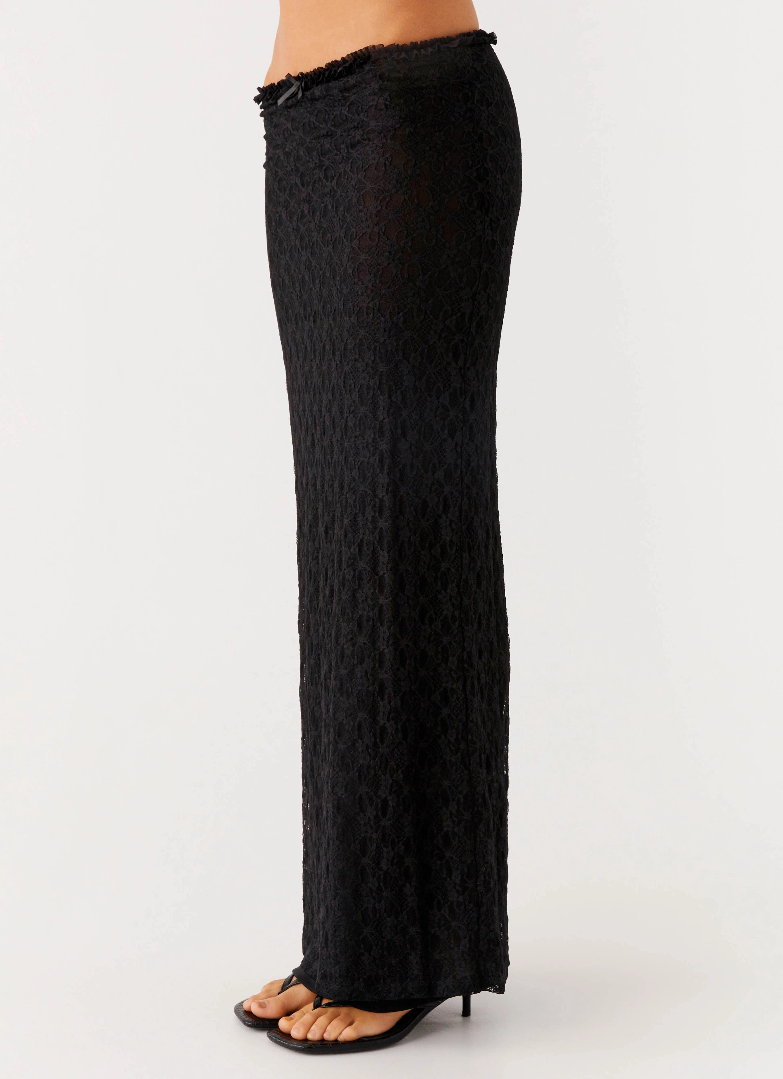 Ophira Maxi Skirt - Black HeatRegulating Frayed hem