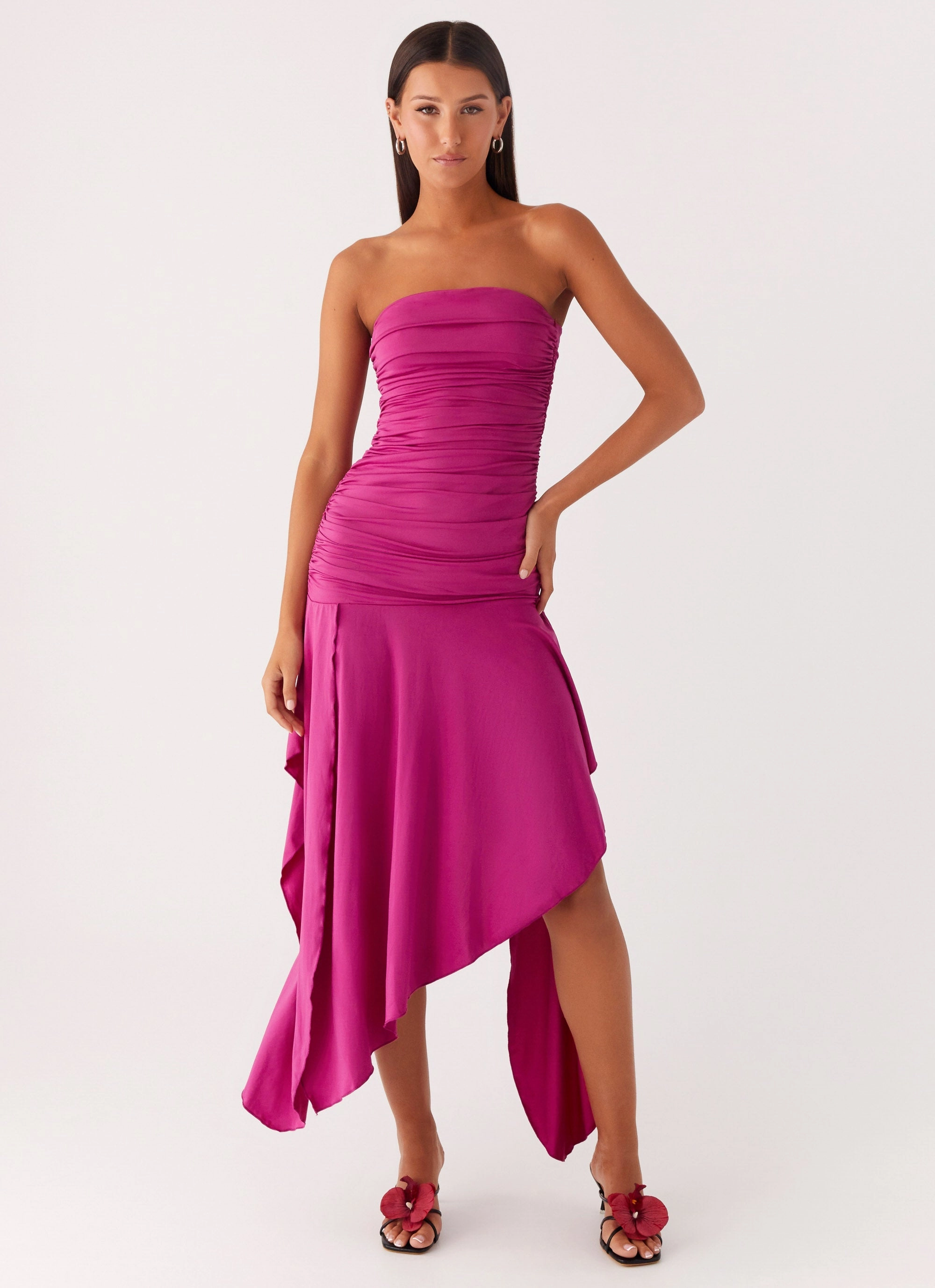 custom-fit Ora Strapless Maxi Dress - Fuchsia
