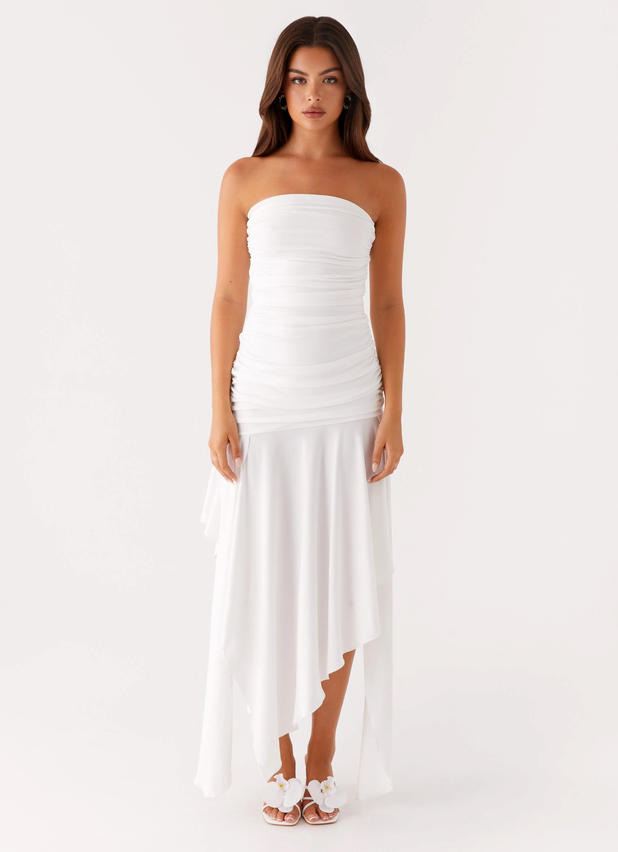 Ora Strapless Maxi Dress - White Sage Glow Family Vibe