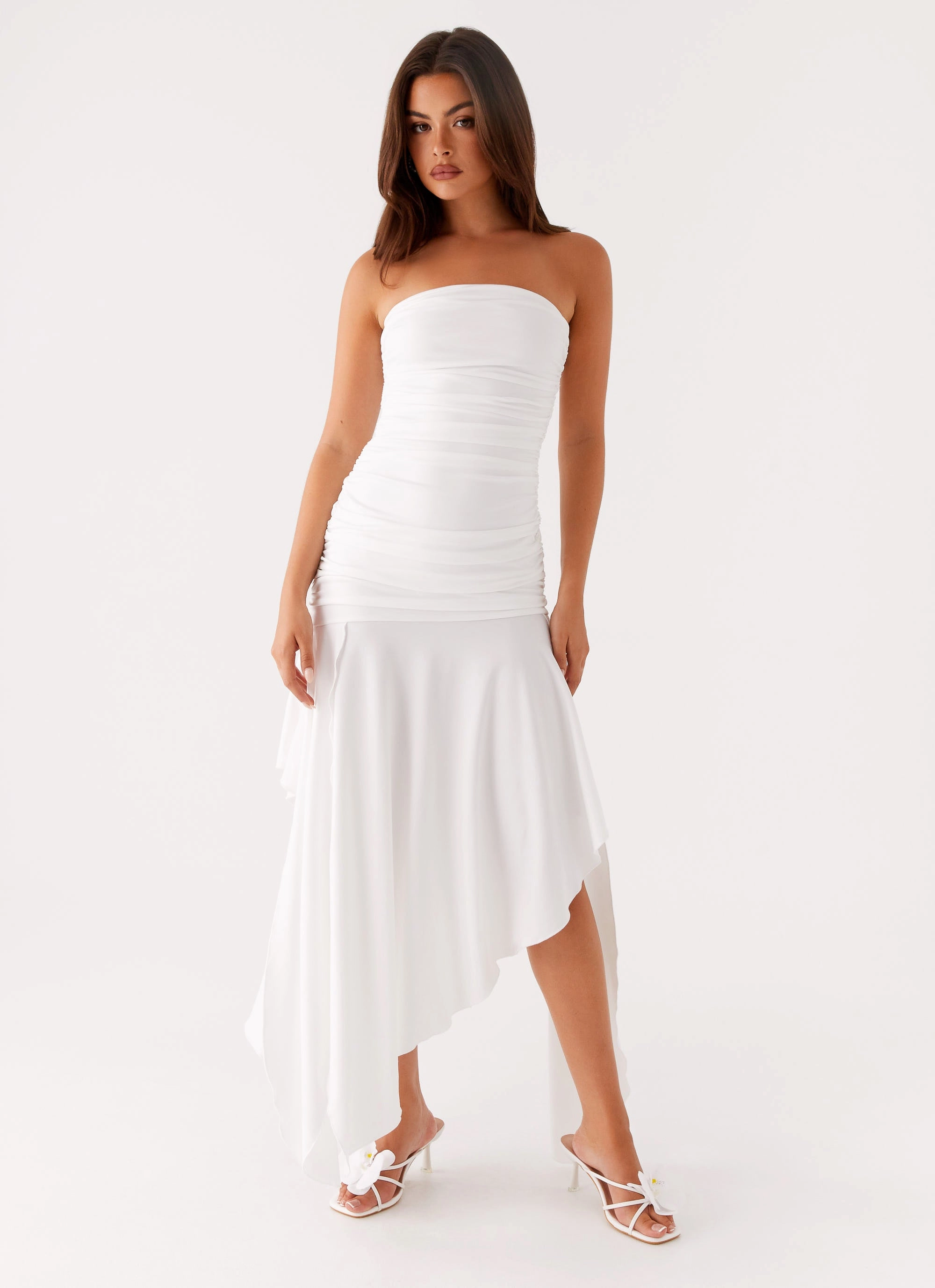 Ora Strapless Maxi Dress - White Chain-Detail Wedding-Guest