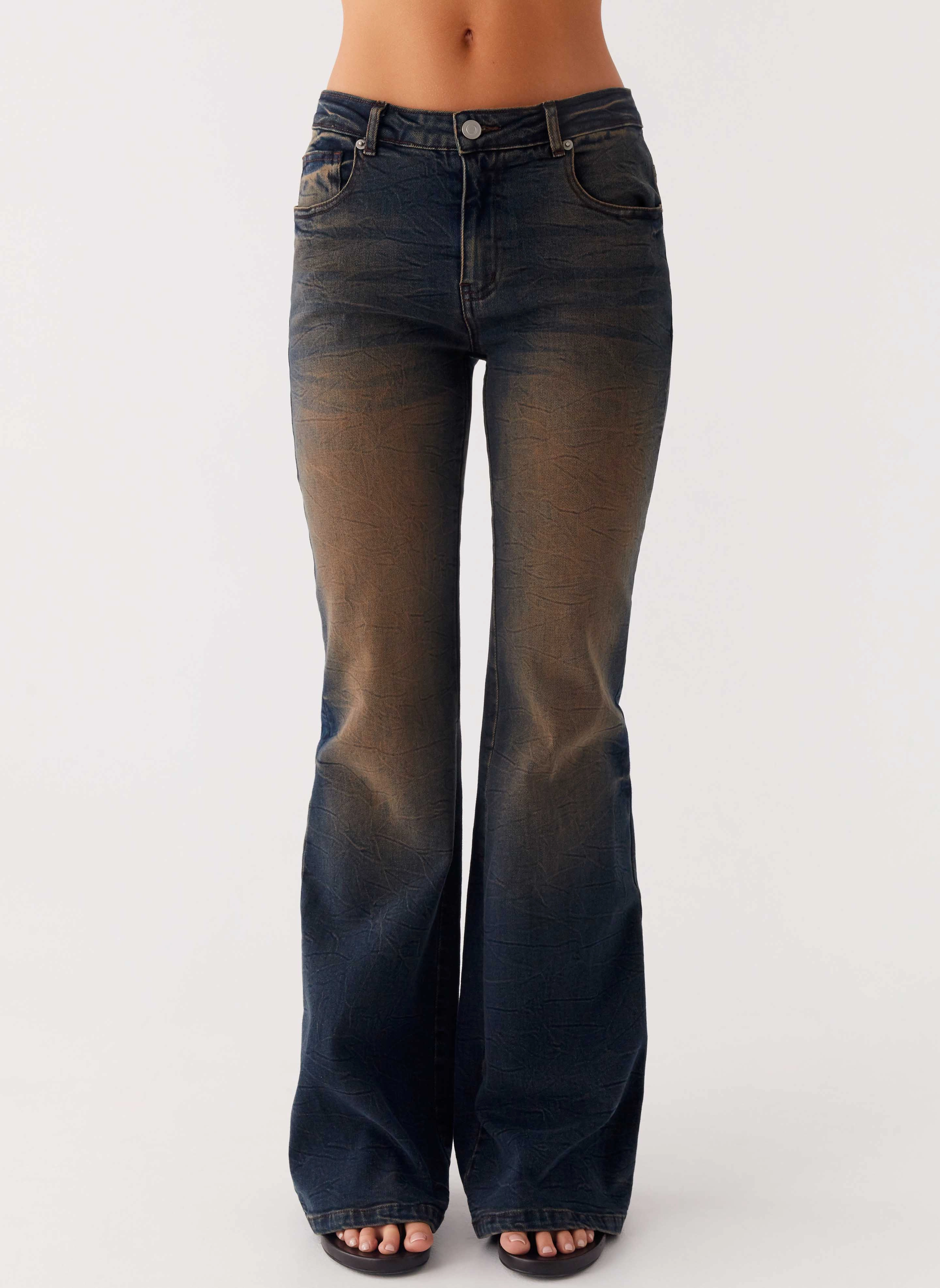 Low Impact Processing Clean Lines Oregon Flared Jeans - Dirty Black Wash