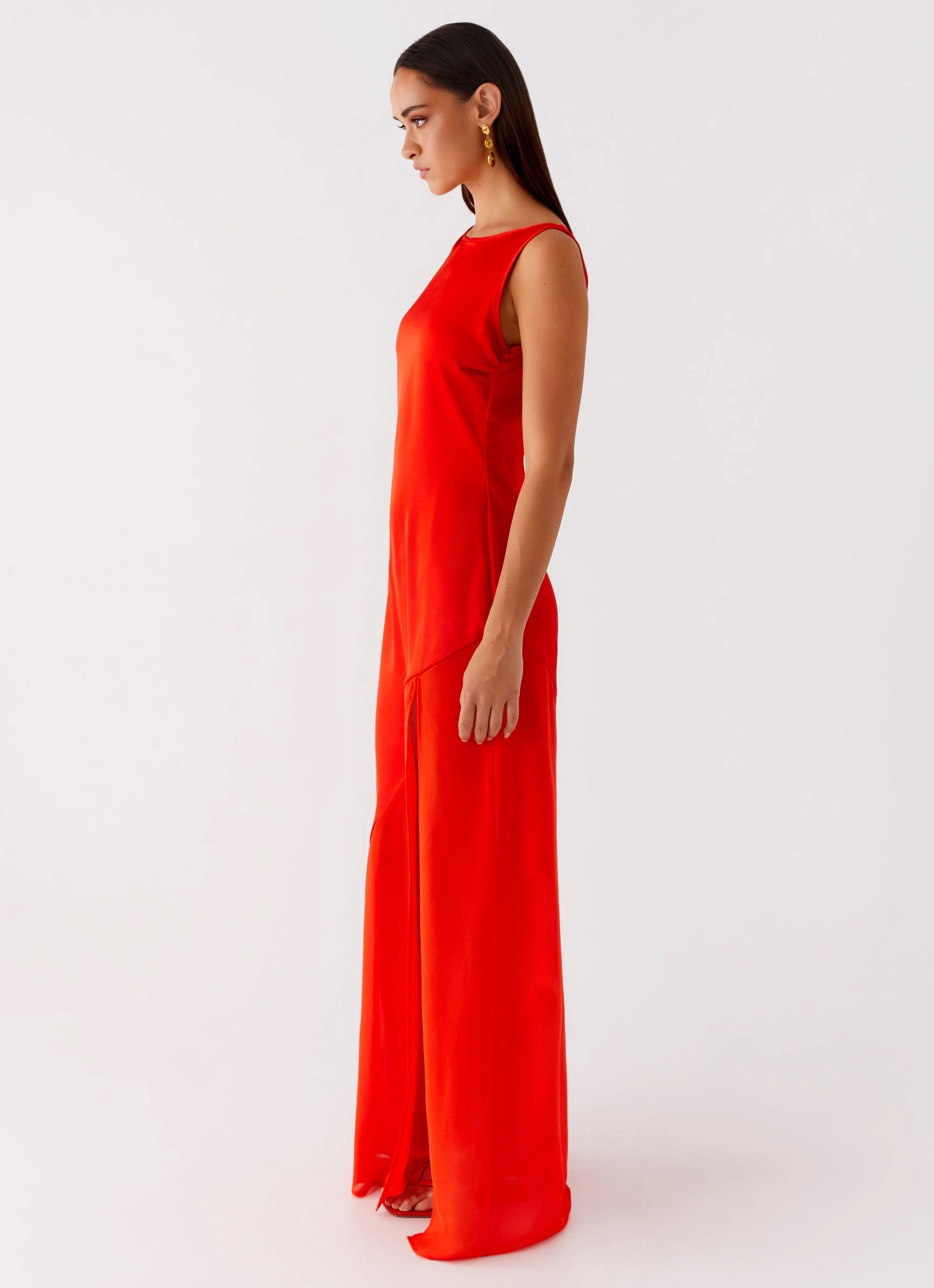 Short Sleeve Sunset Look Ramiro Maxi Dress - Red
