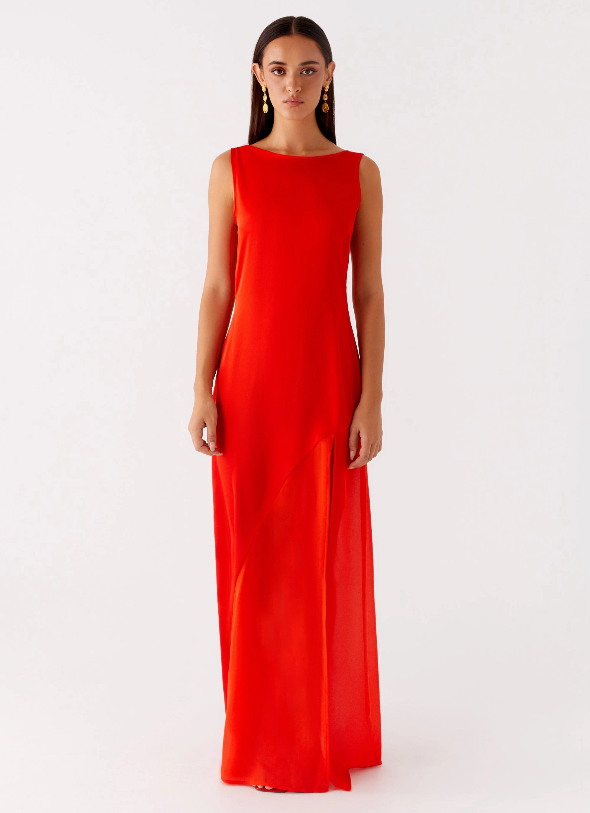 Ramiro Maxi Dress - Red Luxe Fabric Simple Flow