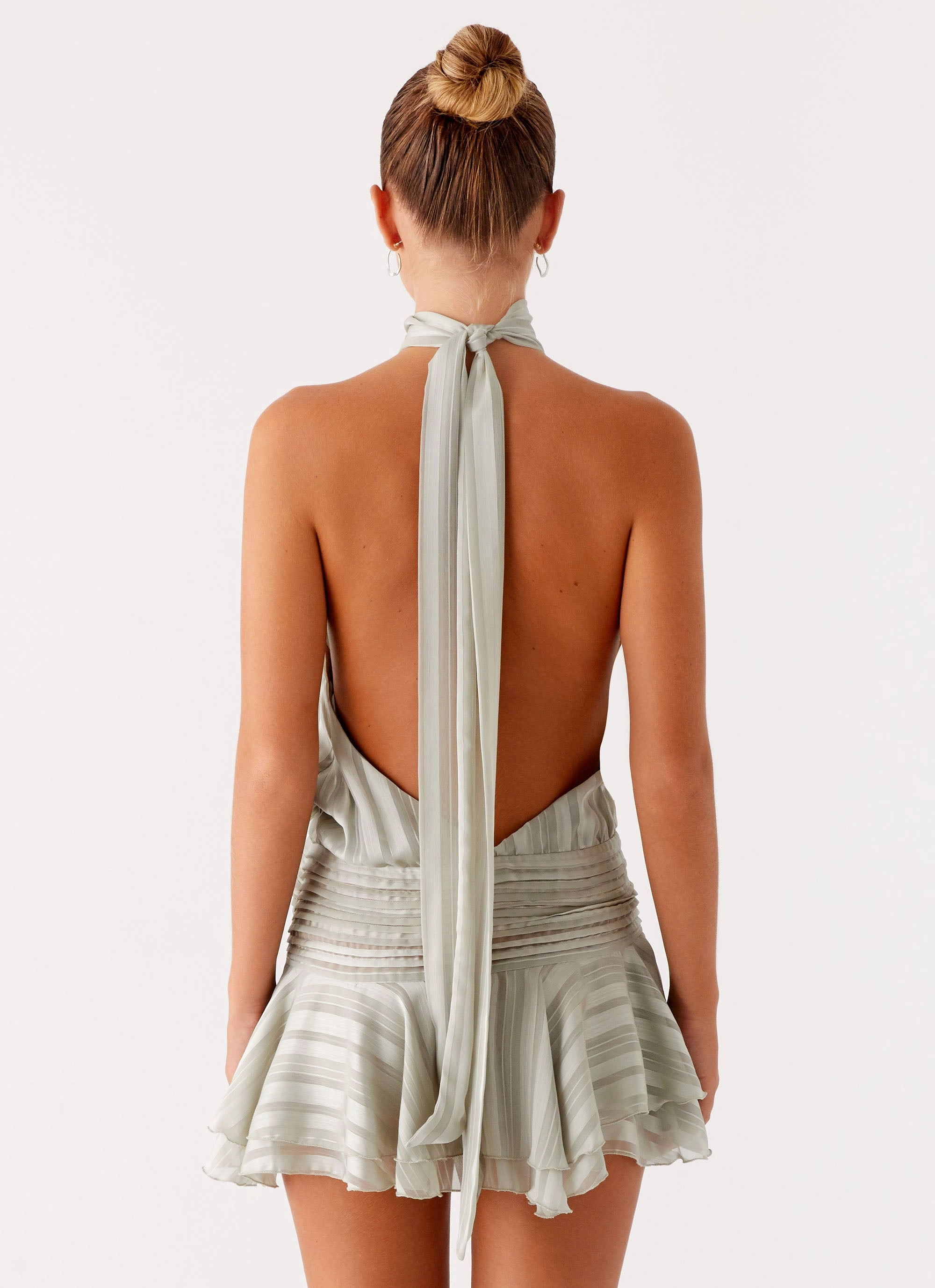 Modern Outfit Refined Edge Willow Chiffon Mini Dress - Green